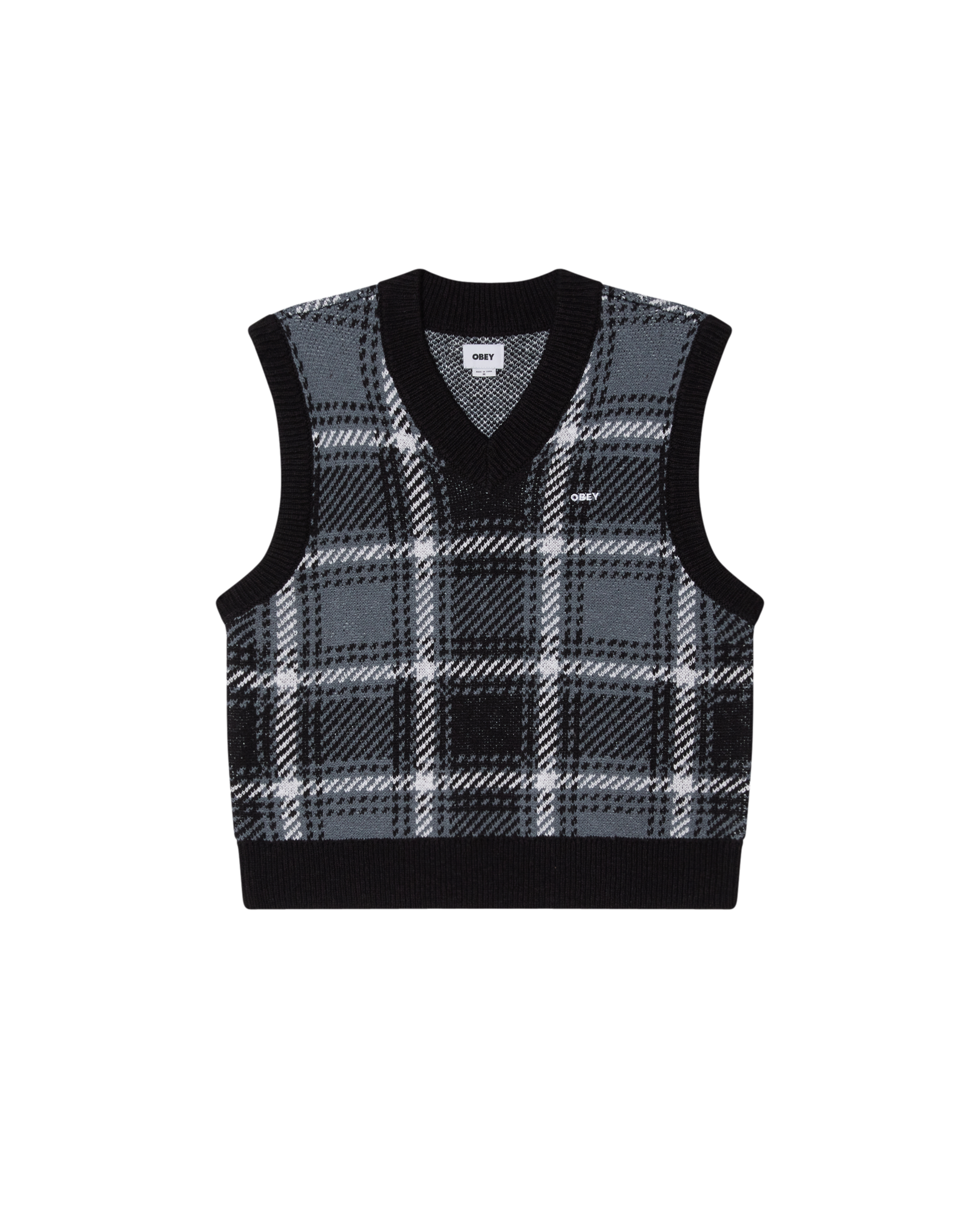 OBEY AVON PLAID VEST - COLD BLACK MULTI