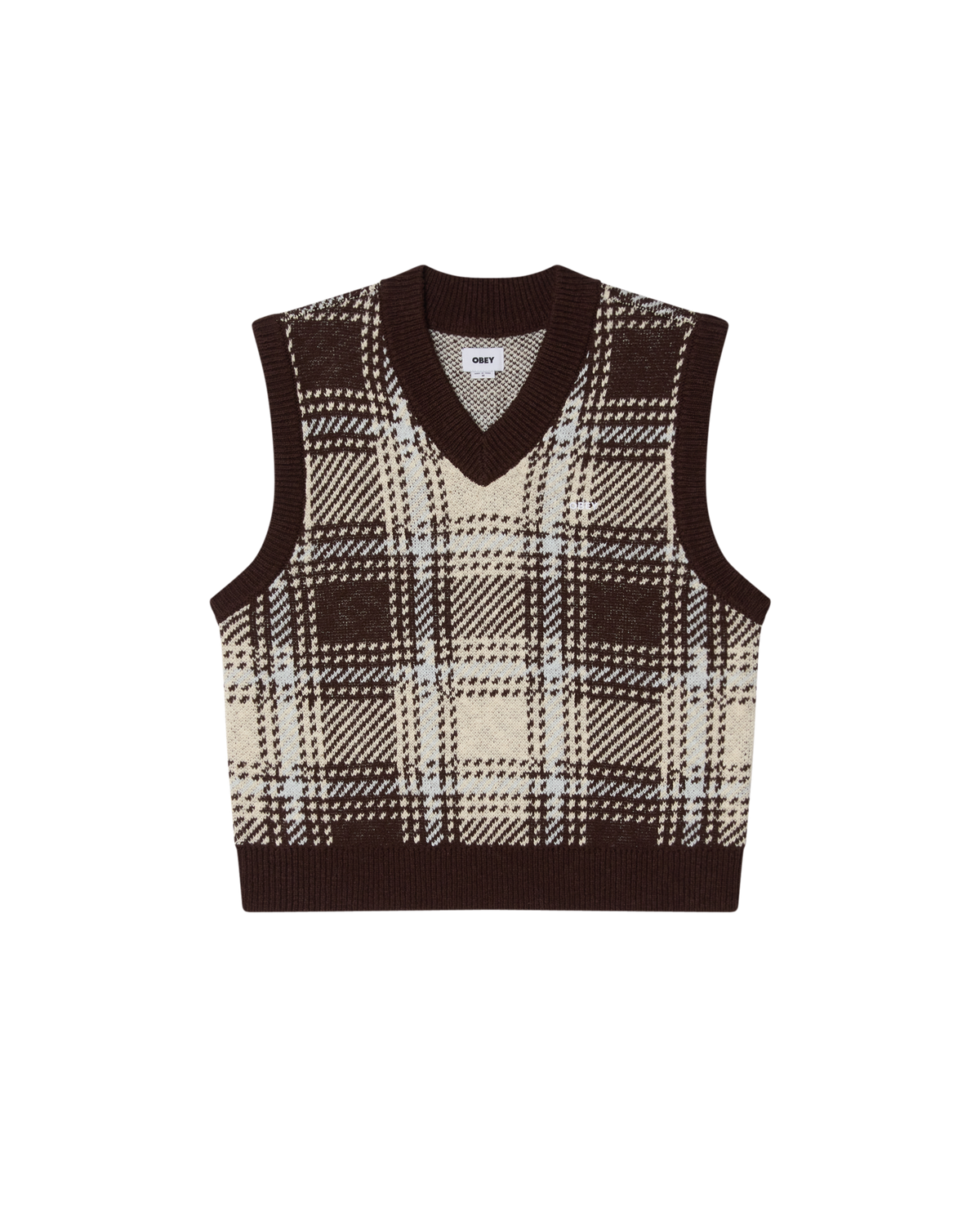 OBEY AVON PLAID VEST - VANILLA MULTI
