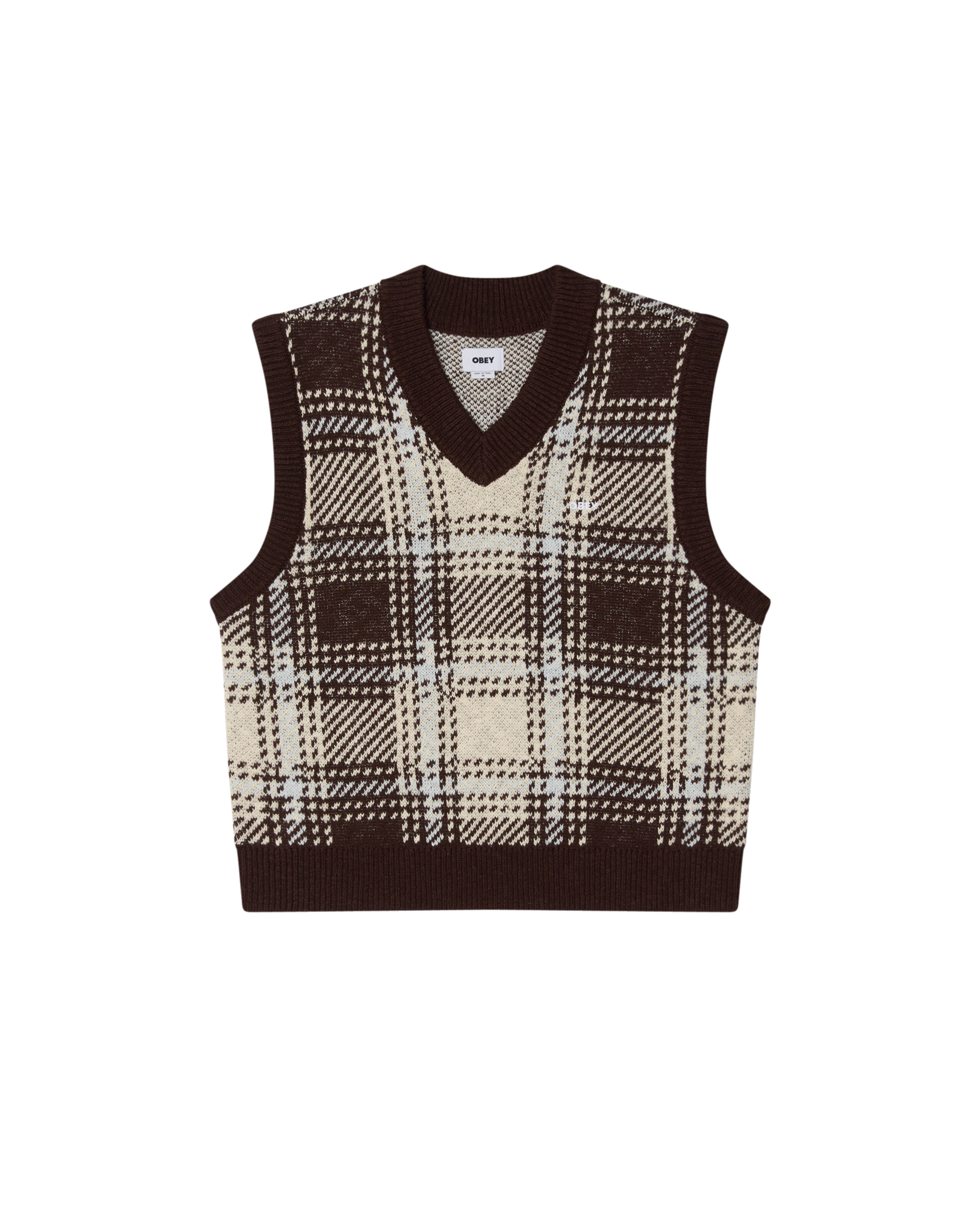 OBEY AVON PLAID VEST - VANILLA MULTI