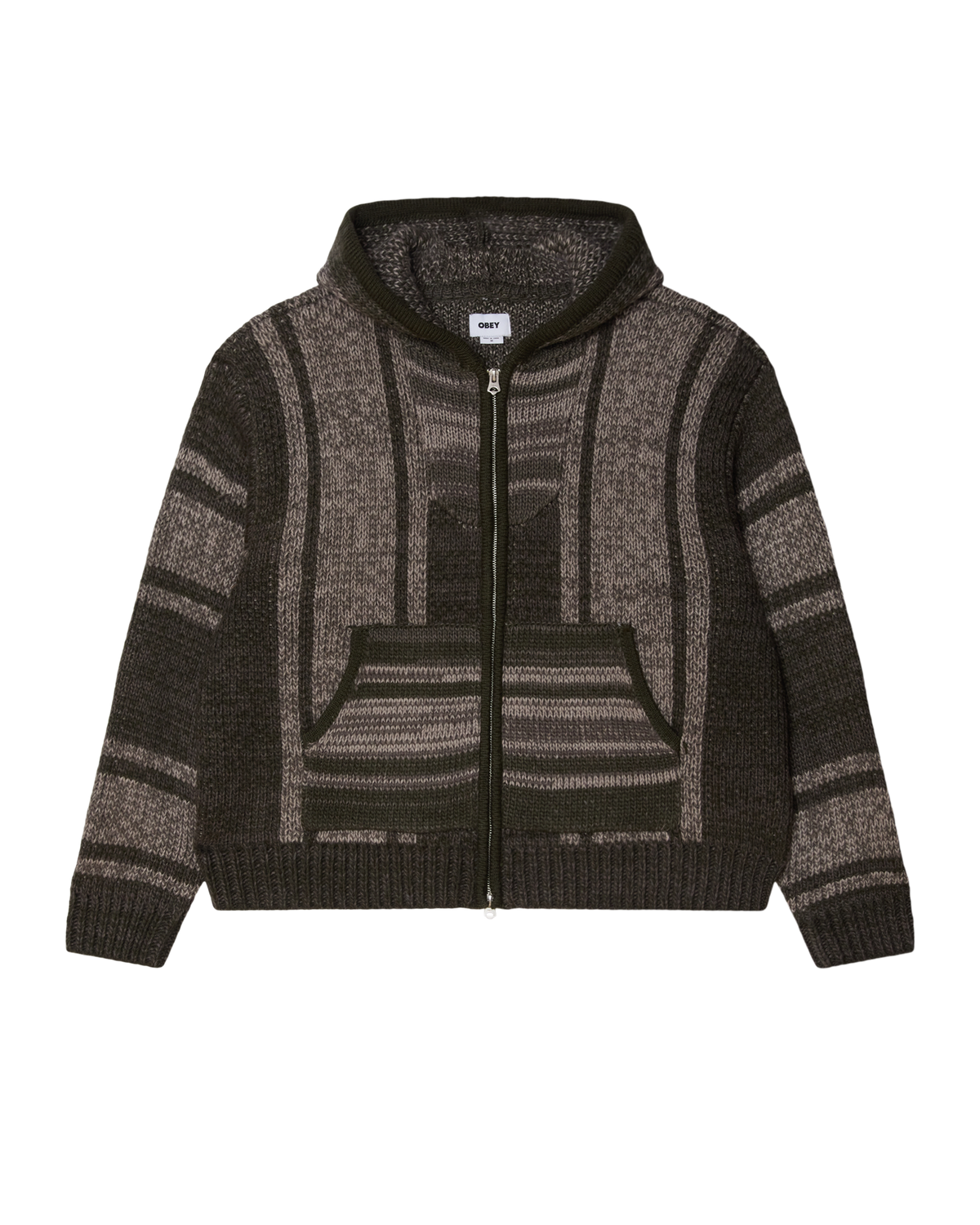 OBEY ZIP UP BAJA SWEATER - LEAF MULTI