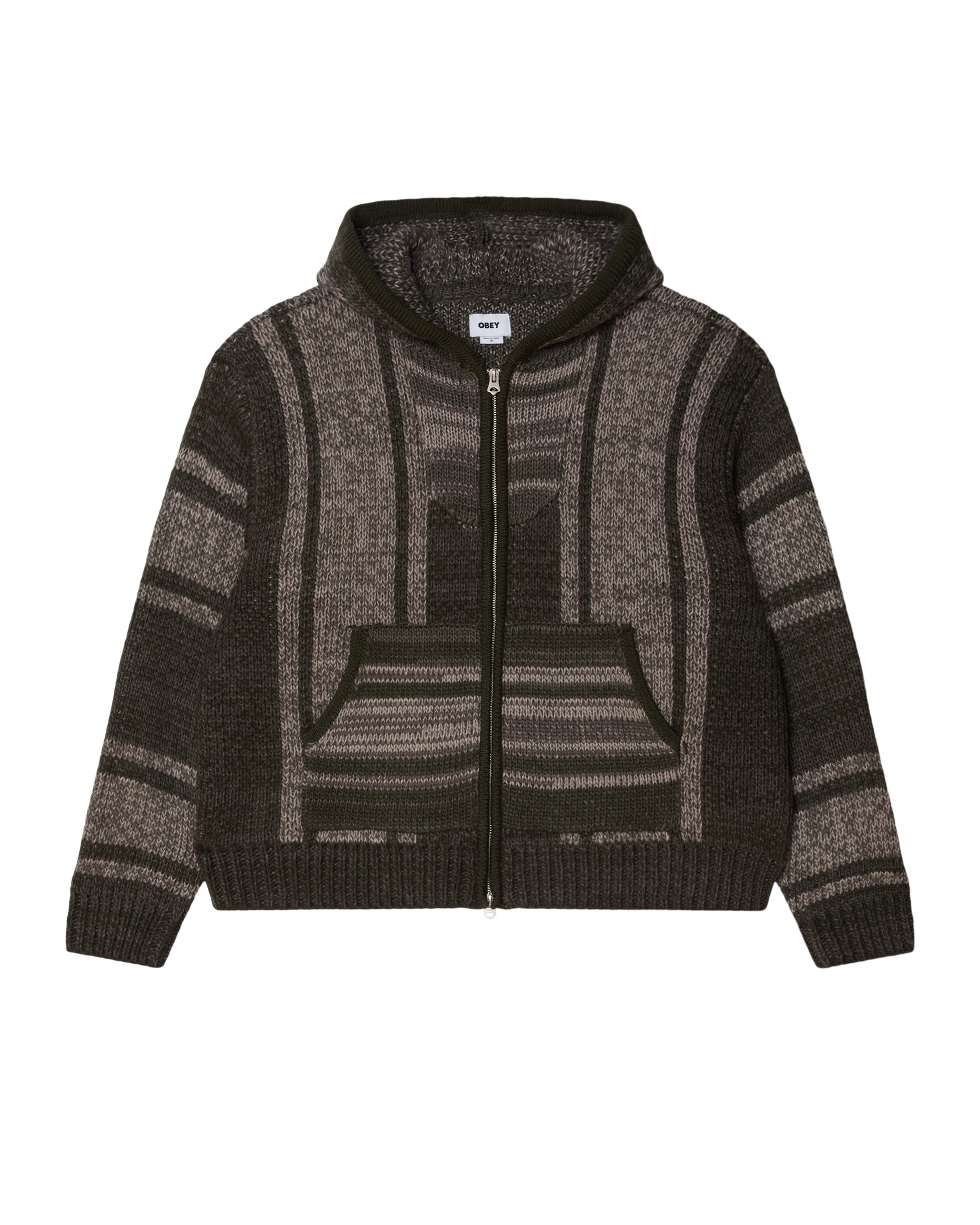 OBEY ZIP UP BAJA SWEATER - LEAF MULTI