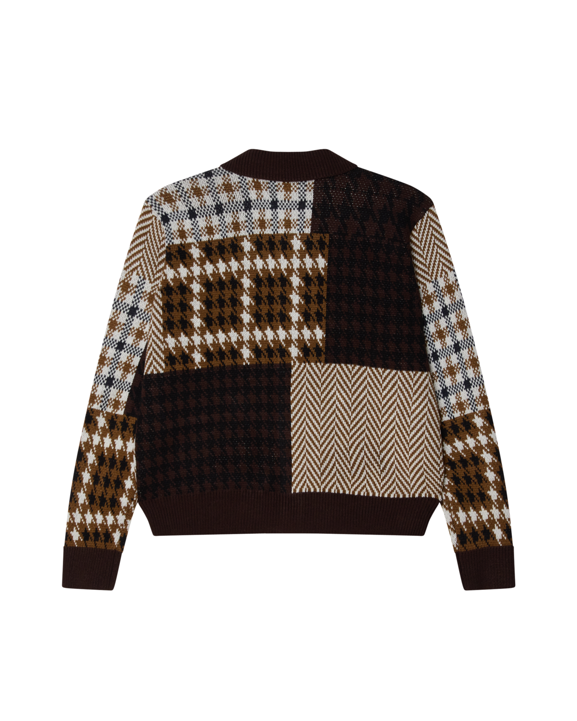 OBEY PATCHWORK CARDIGAN - BROWN MULTI