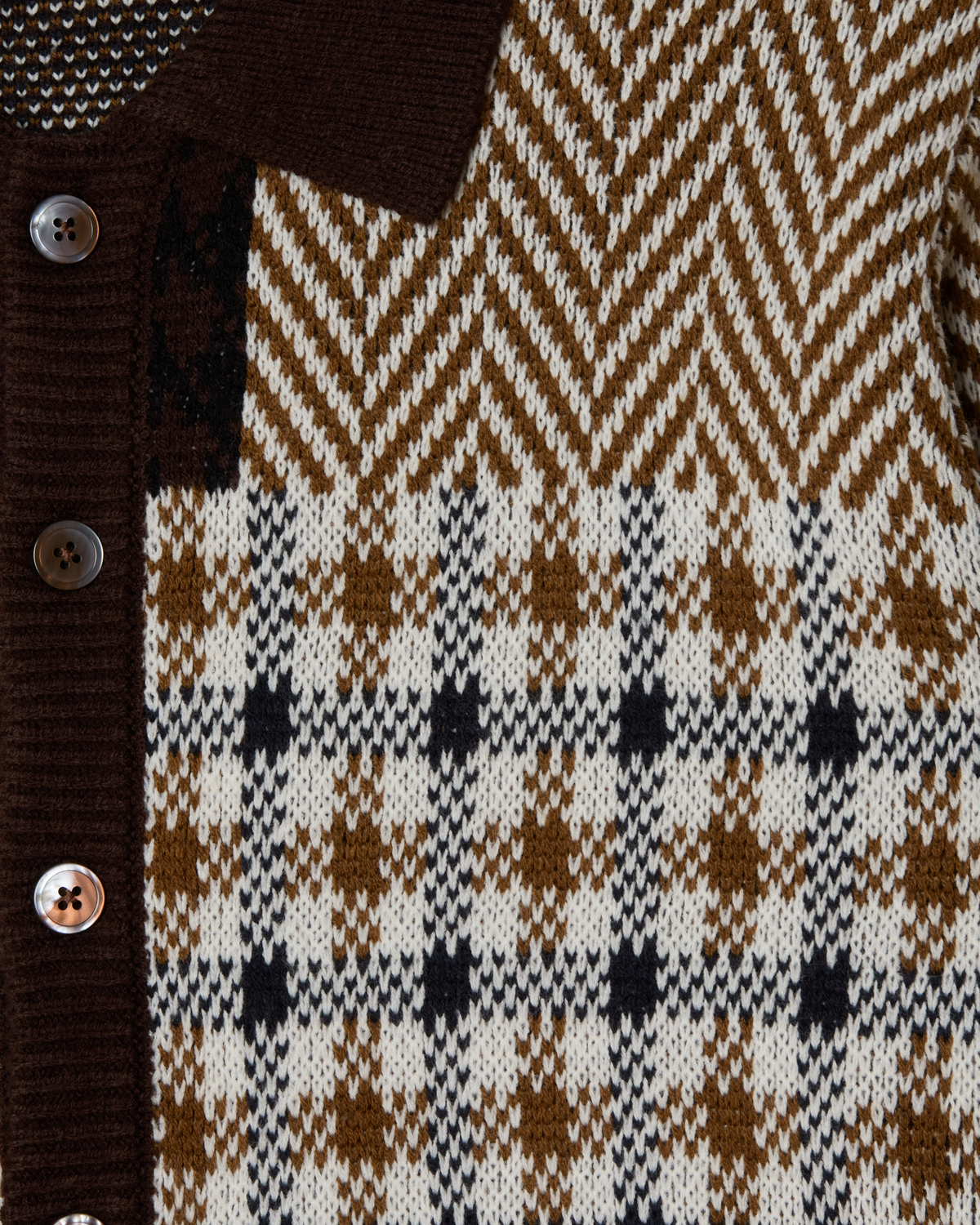 OBEY PATCHWORK CARDIGAN - BROWN MULTI
