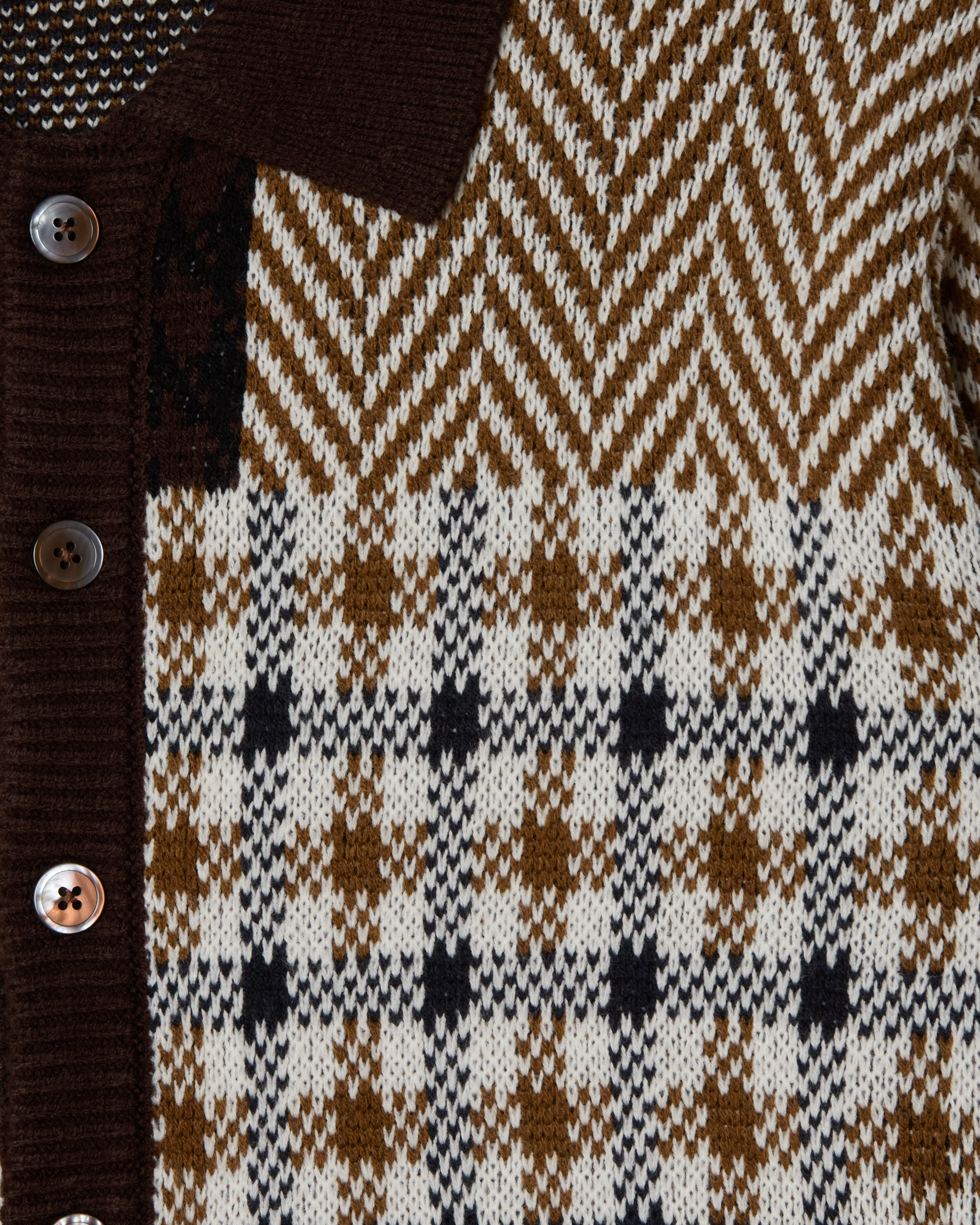 OBEY PATCHWORK CARDIGAN - BROWN MULTI