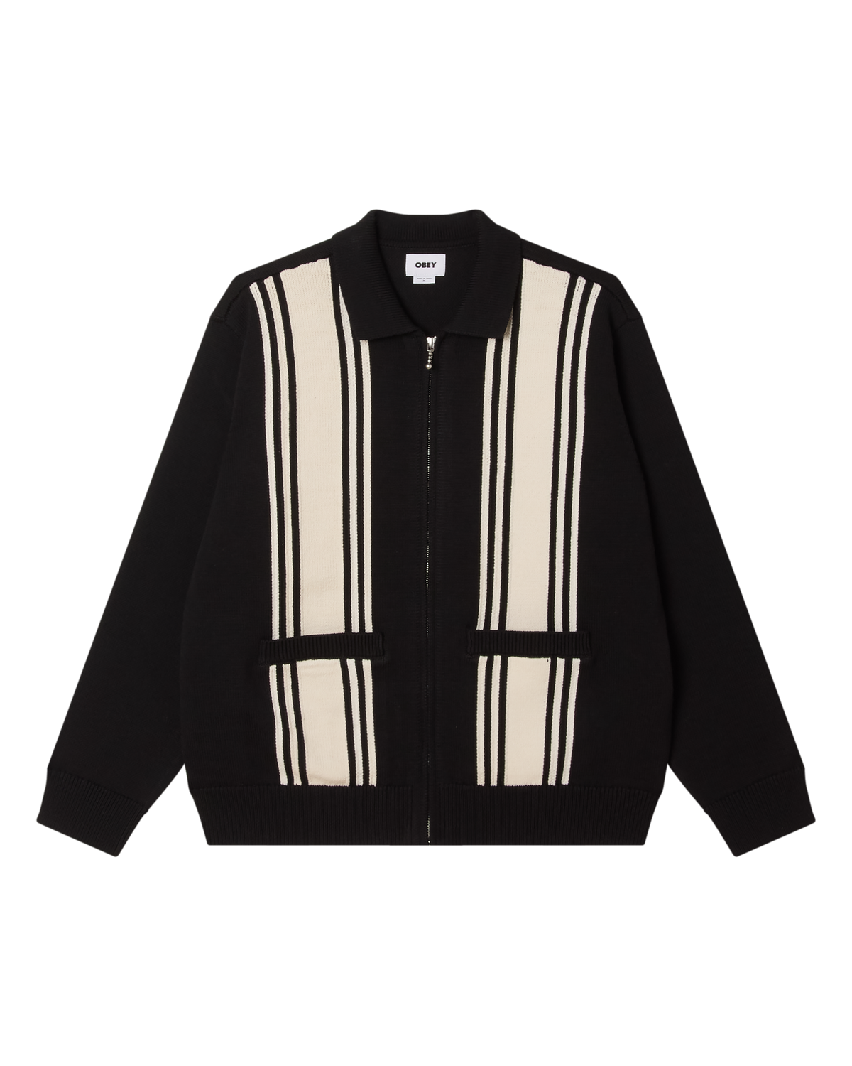 OBEY MATT ZIP UP SWEATER - BLACK MULTI