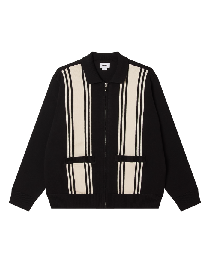 OBEY MATT ZIP UP SWEATER - BLACK MULTI