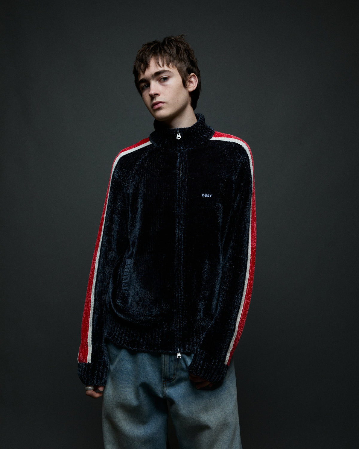 VAREN ZIP UP SWEATER - NAVY MULTI