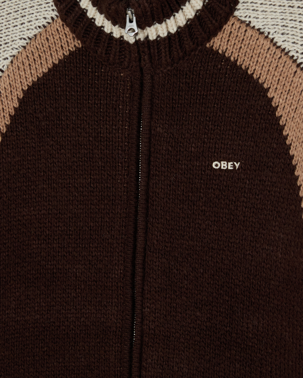AVEN ZIP UP SWEATER - BROWN MULTI