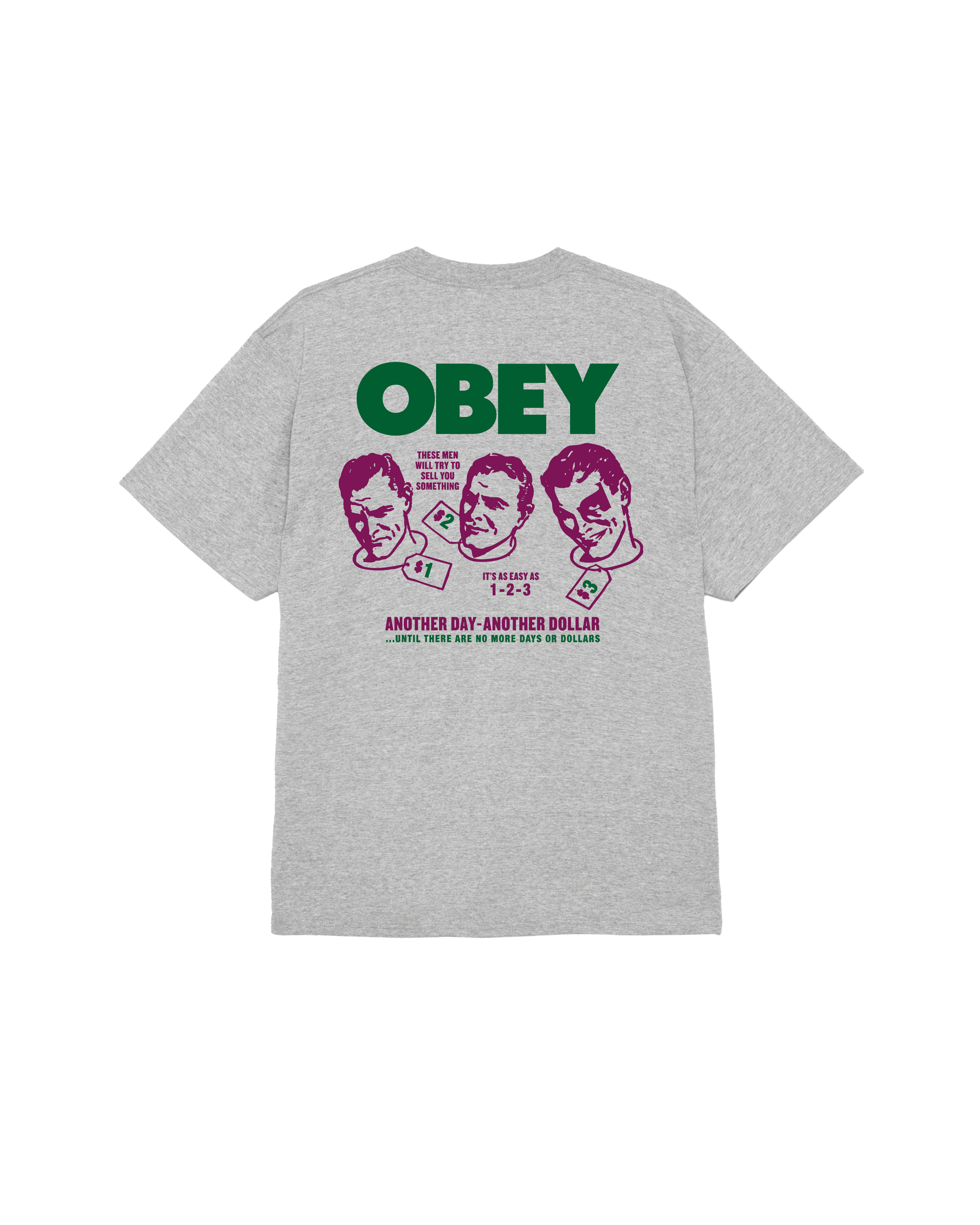 OBEY ANOTHER DOLLAR CLASSIC T-SHIRT - HEATHER GREY