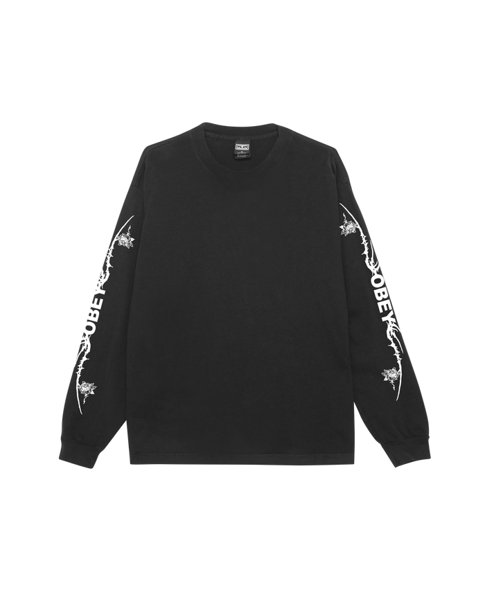 TRIBAL ROSE PIGMENT LS T-SHIRT - PIGMENT DUSTY BLACK