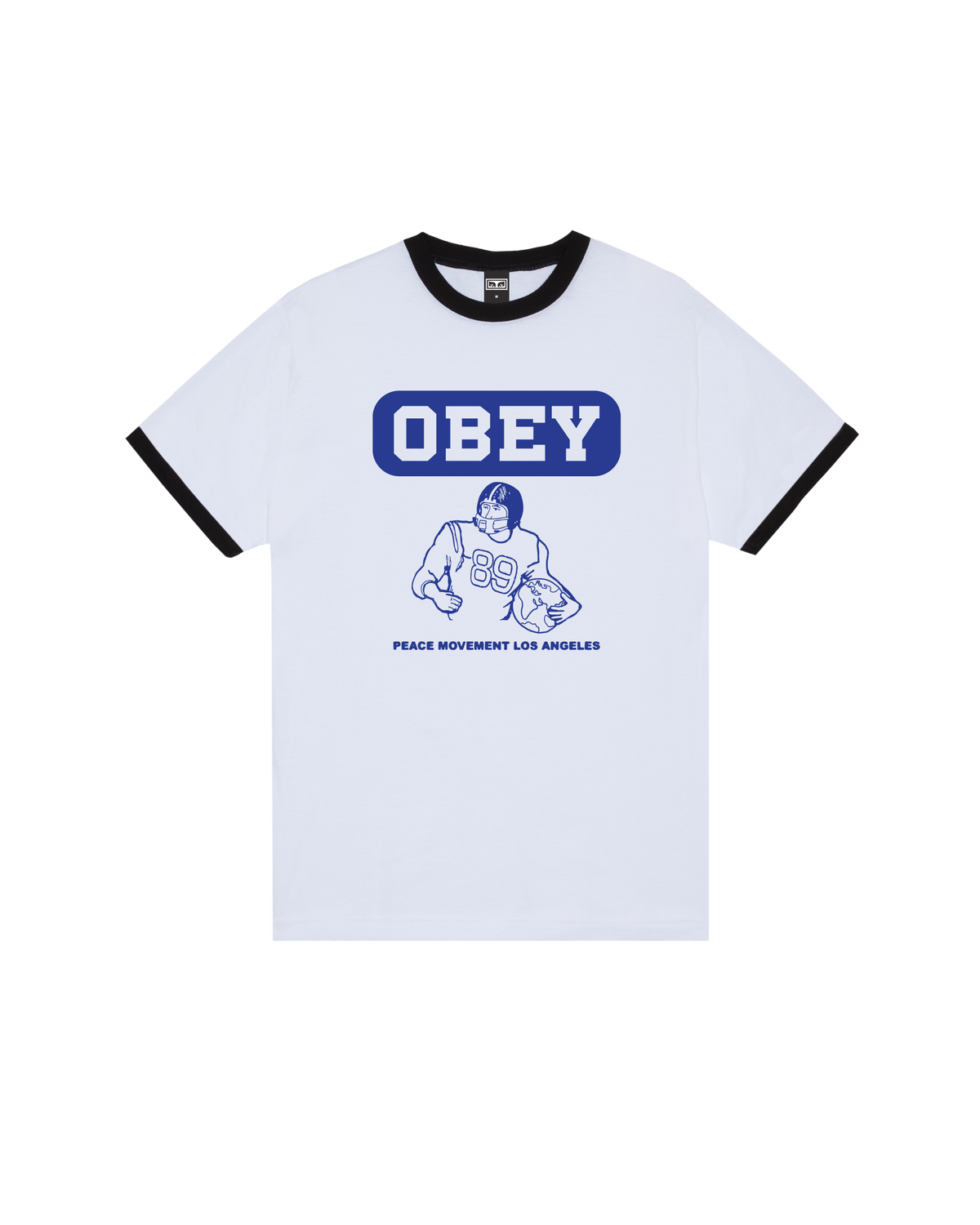 PEACE MOVEMENT RINGER T-SHIRT - WHITE / BLACK