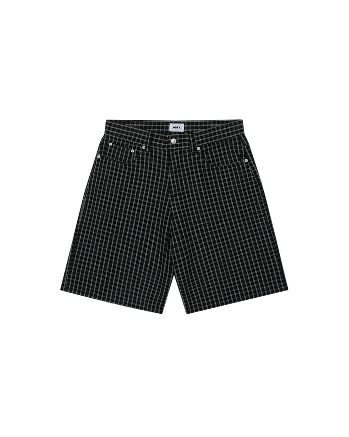 PLAID BAGGY DENIM SHORT