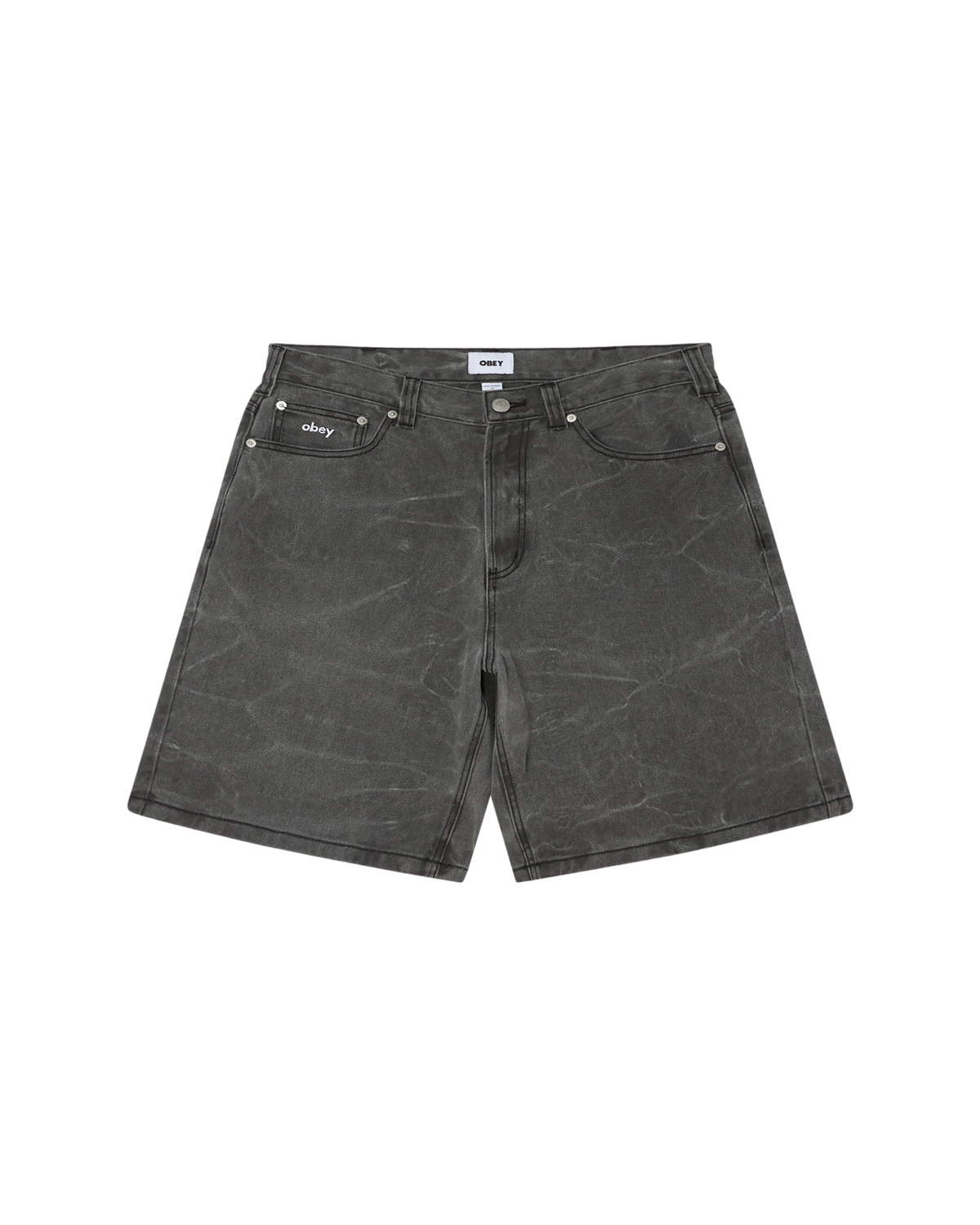 BIGWIG BAGGY DENIM SHORT - BLACK WRINKLE WASH