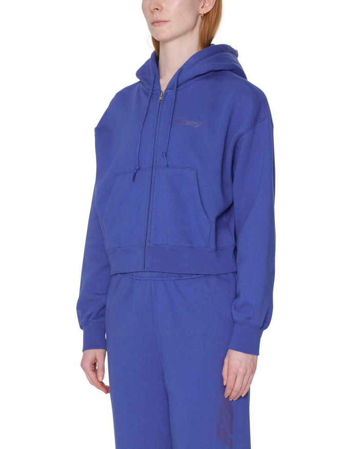 LEAGUE CROPPED ZIP HOOD - BLUE