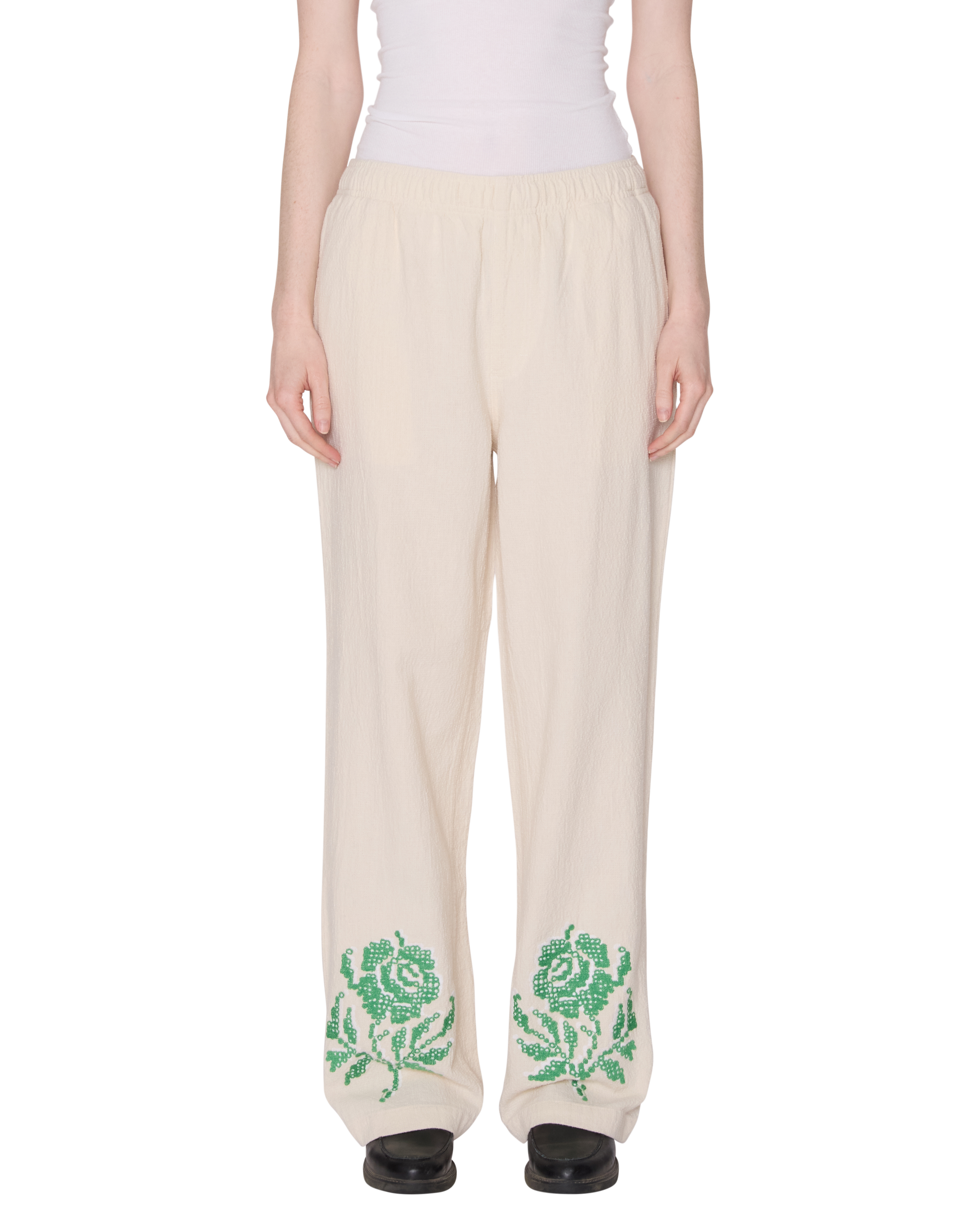 ROSES EMBELLISHED PANT - NATURAL