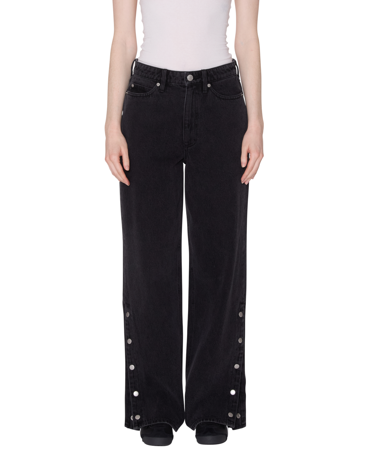 PENELOPE SIDE SNAP DENIM - FADED BLACK