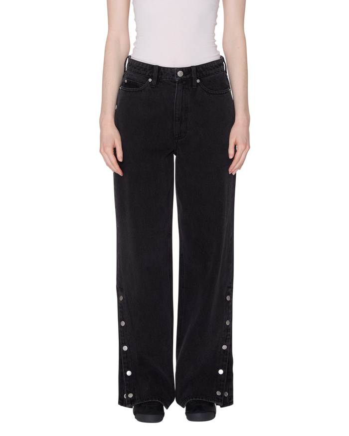 PENELOPE SIDE SNAP DENIM - FADED BLACK