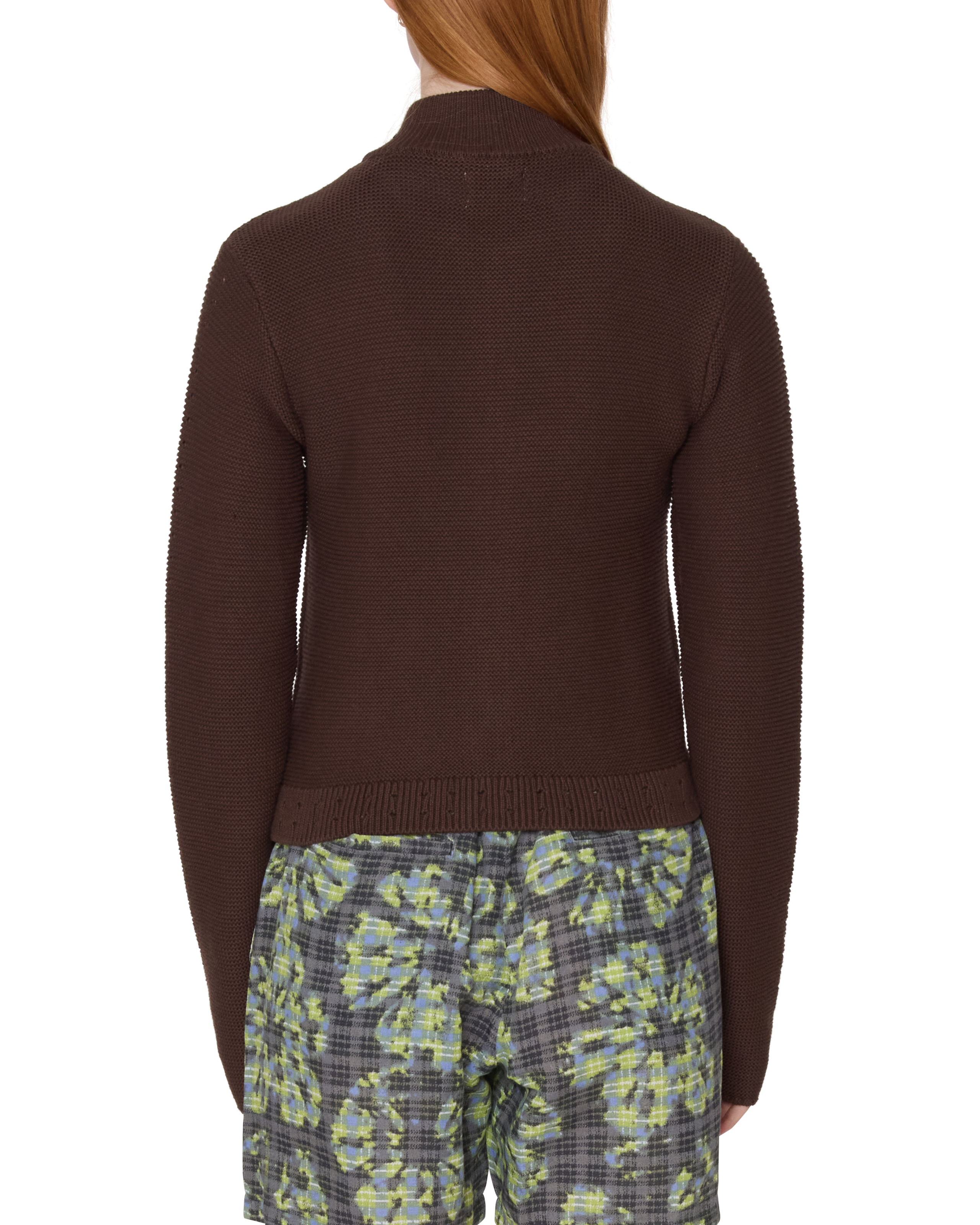 MEREDITH MOCK ZIP SWEATER - CHOCOLATE