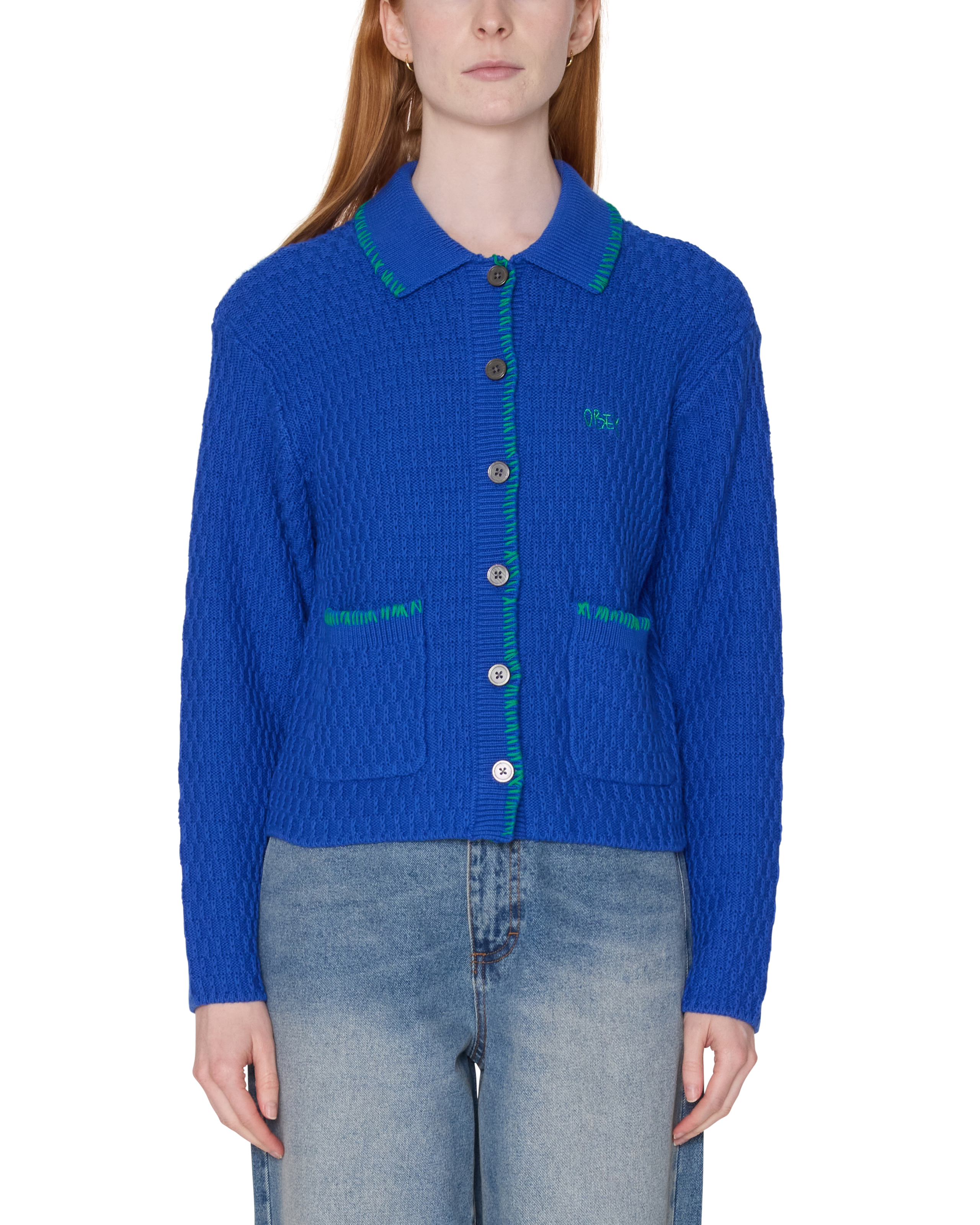 AMELIE BUTTON DOWN SWEATER - BLUE