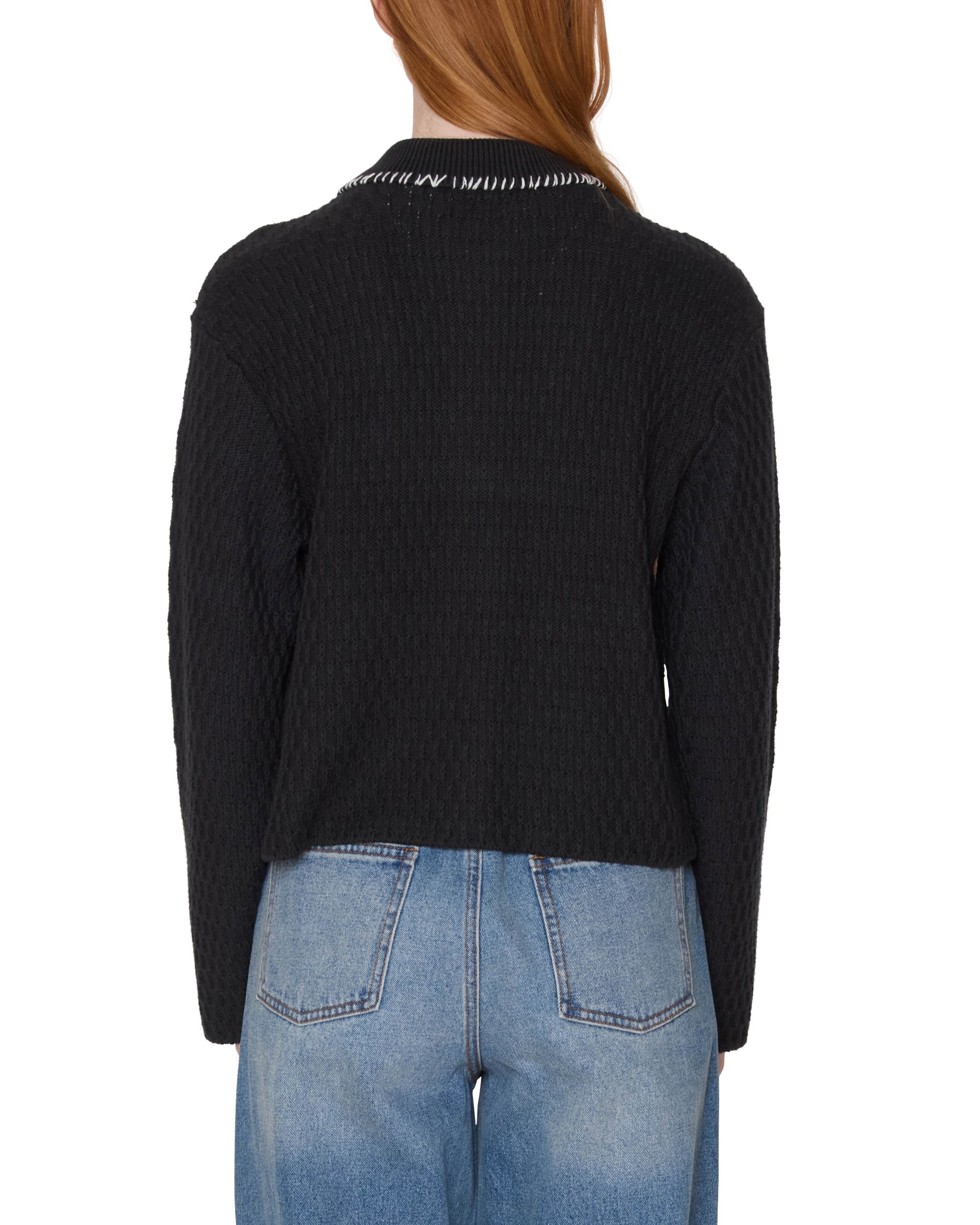 AMELIE BUTTON DOWN SWEATER - OFF BLACK