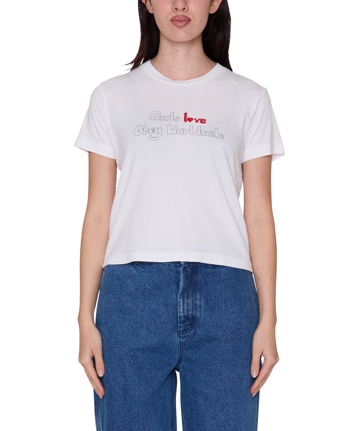 GIRLS LOVE OBEY! KAIA T-SHIRT - WHITE