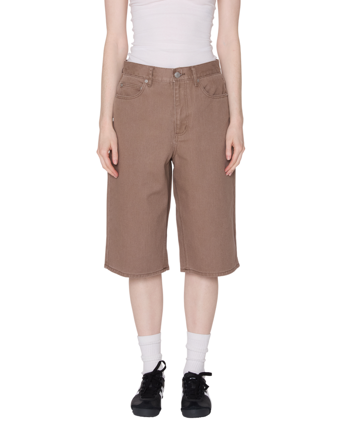 KARINA LONG DENIM SHORT - WALNUT
