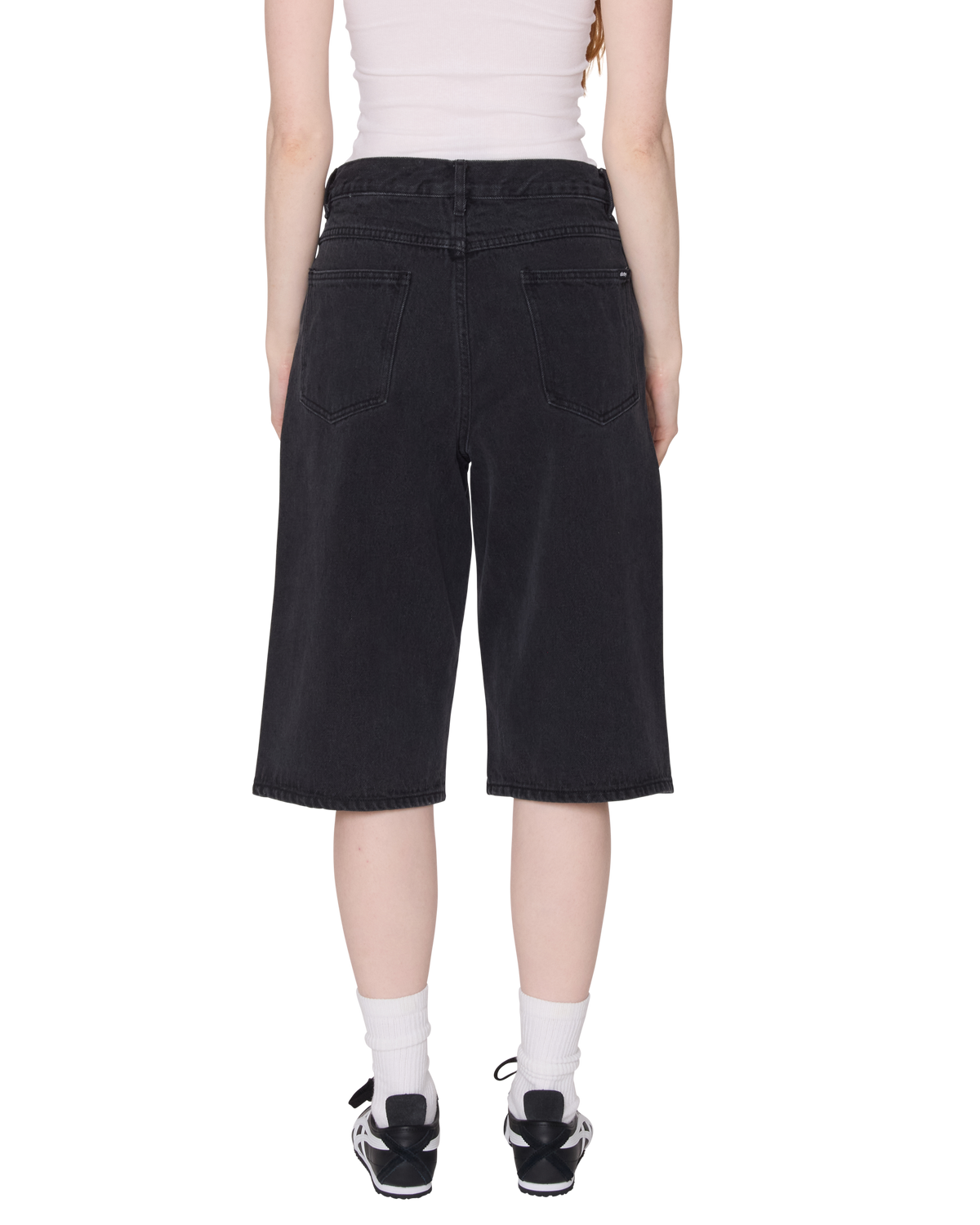 KARINA LONG DENIM SHORT - WASHED BLACK