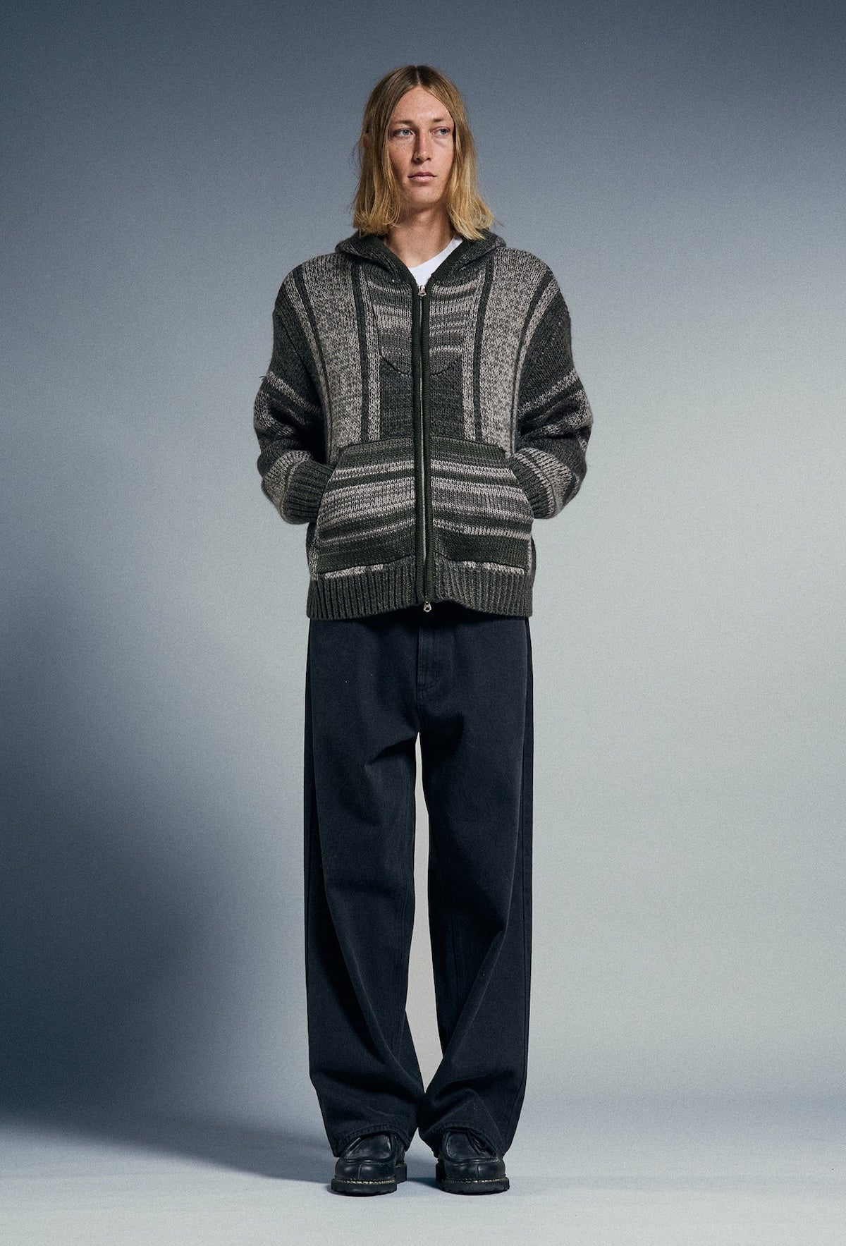 OBEY ZIP UP BAJA SWEATER - LEAF MULTI