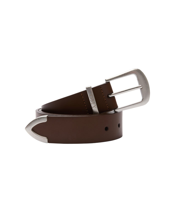 OBEY LEATHER BELT - BROWN