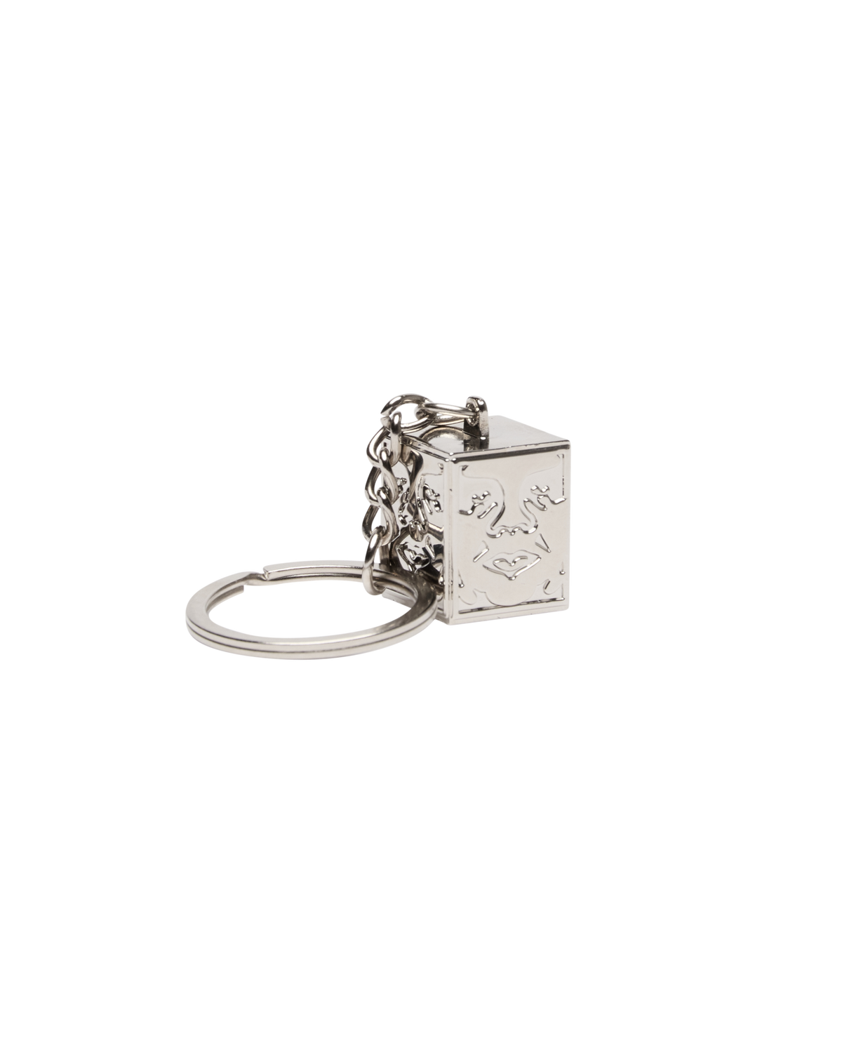 ICON FACE CUBE KEY CHAIN - SILVER