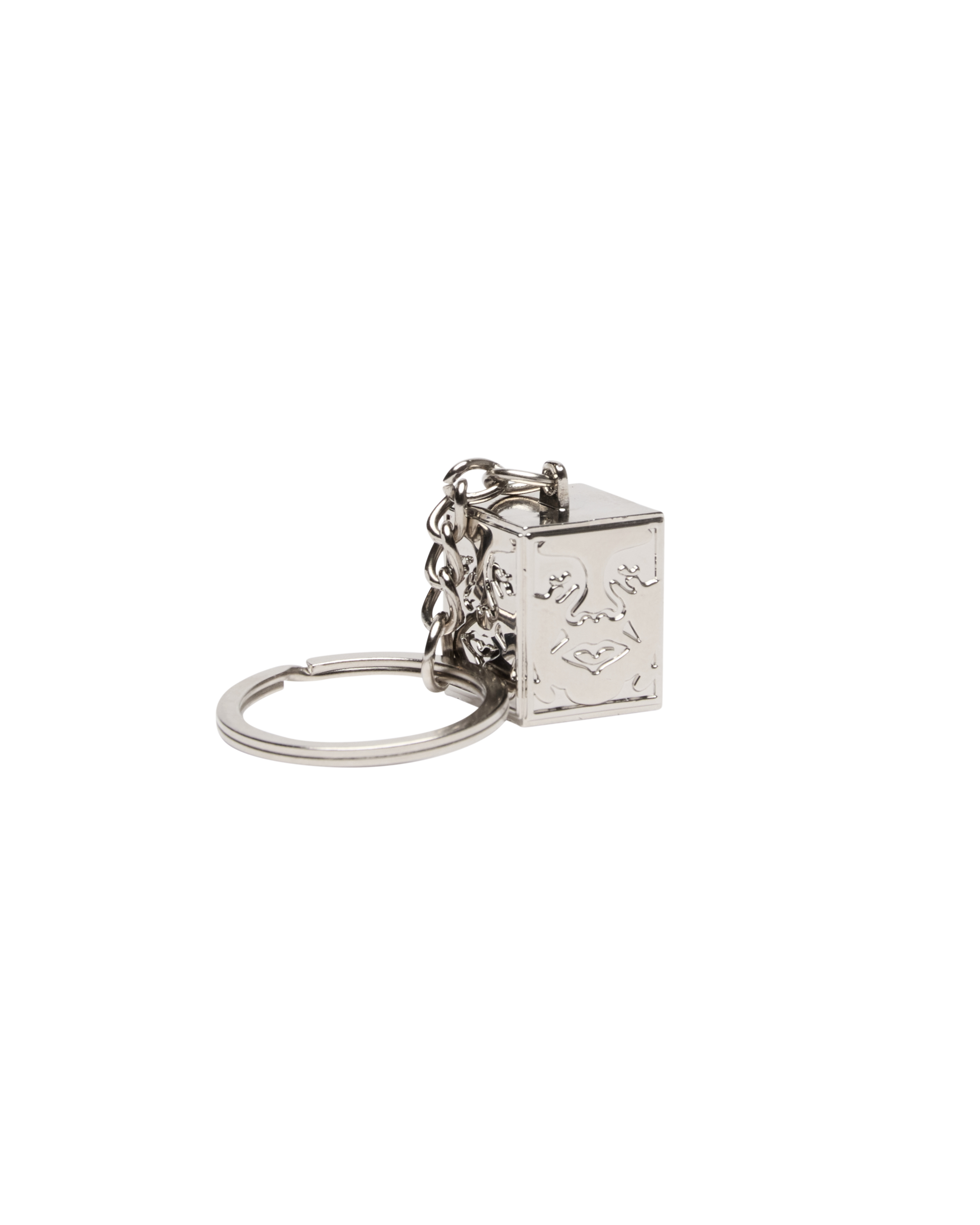 ICON FACE CUBE KEY CHAIN - SILVER
