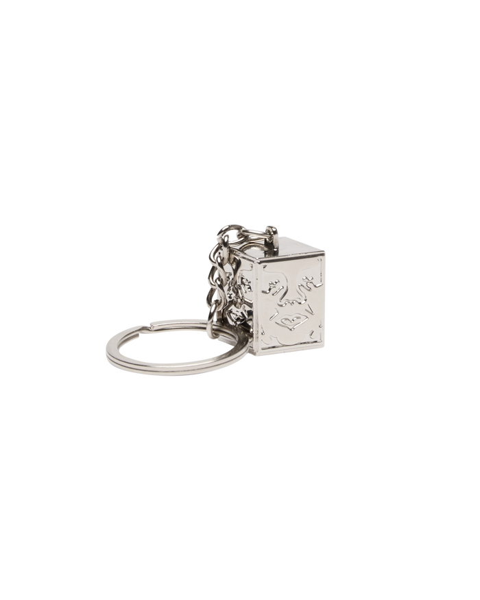ICON FACE CUBE KEY CHAIN - SILVER