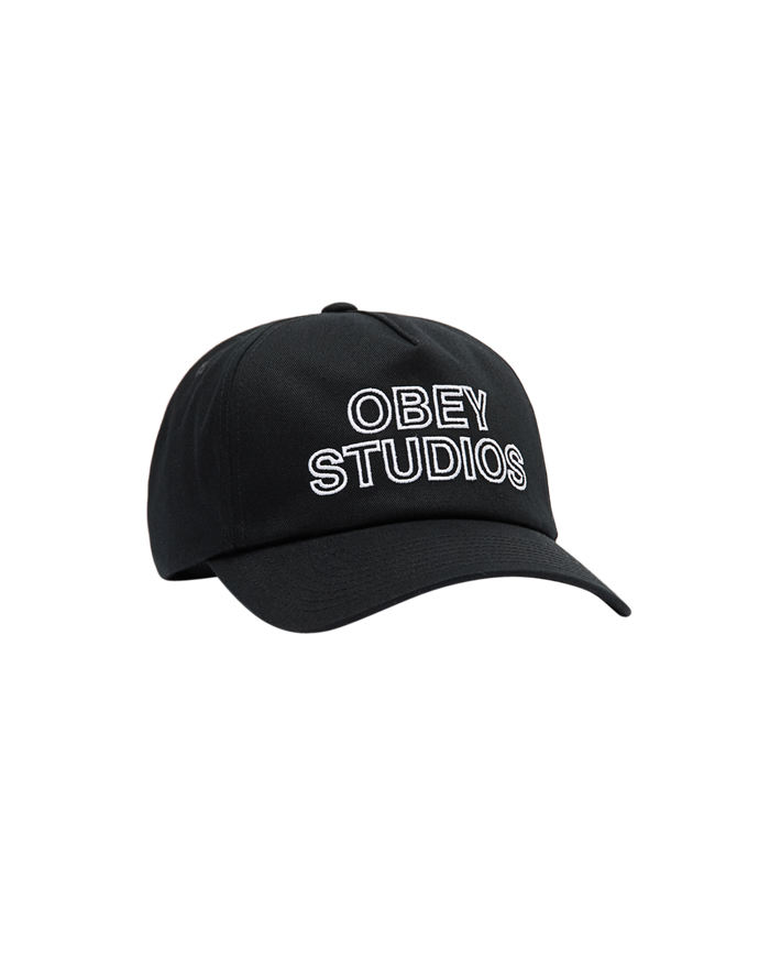 OBEY STUDIOS 5 PANEL STRAPBACK - BLACK