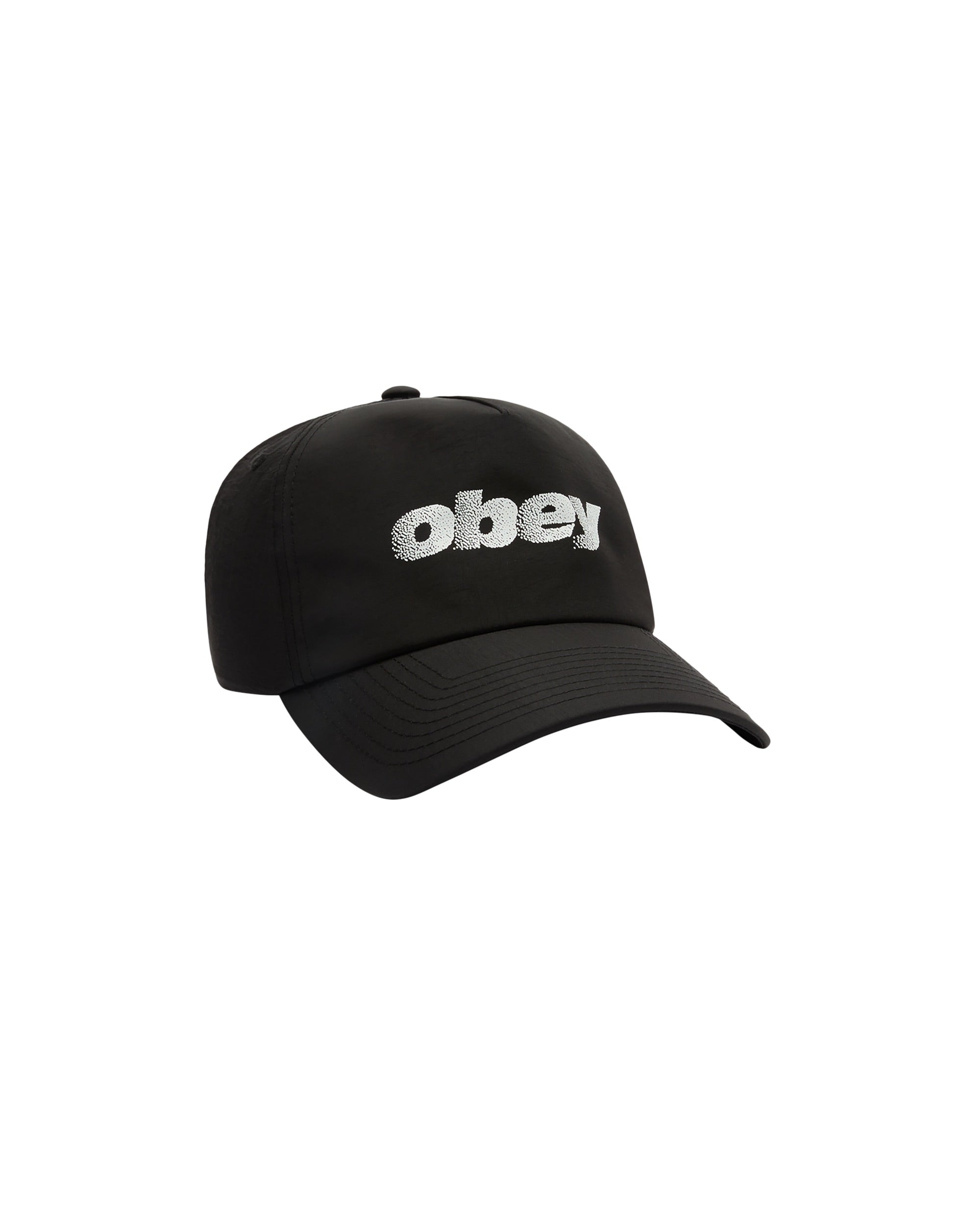 OBEY STIPPLE 5 PANEL NYLON SNAPBACK - BLACK