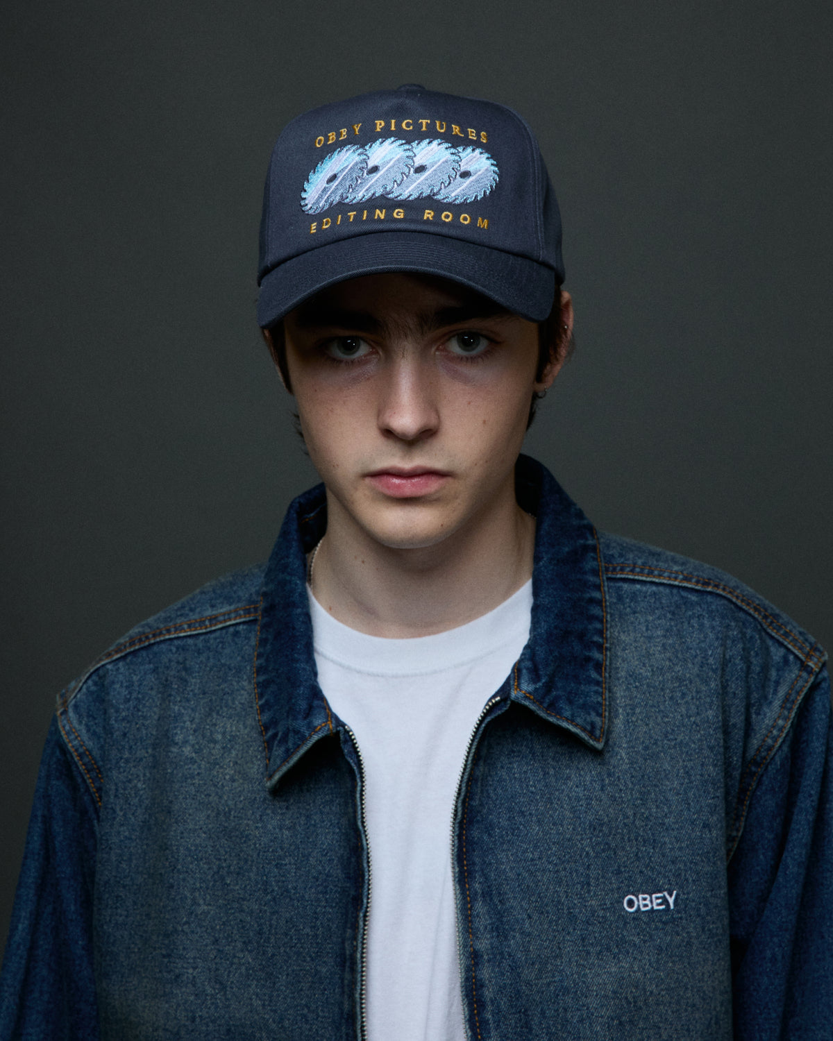 OBEY PICTURES 5 PANEL SNAPBACK - NAVY