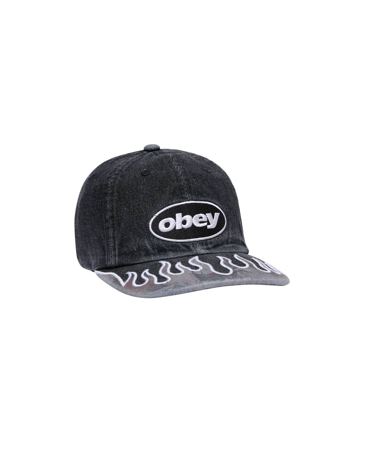PIGMENT FLAMES 6 PANEL VELCRO BACK - FADED BLACK