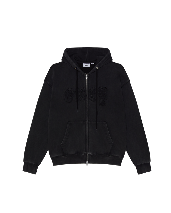GOTHIC ZIP HOOD - DUSTY BLACK LIMO