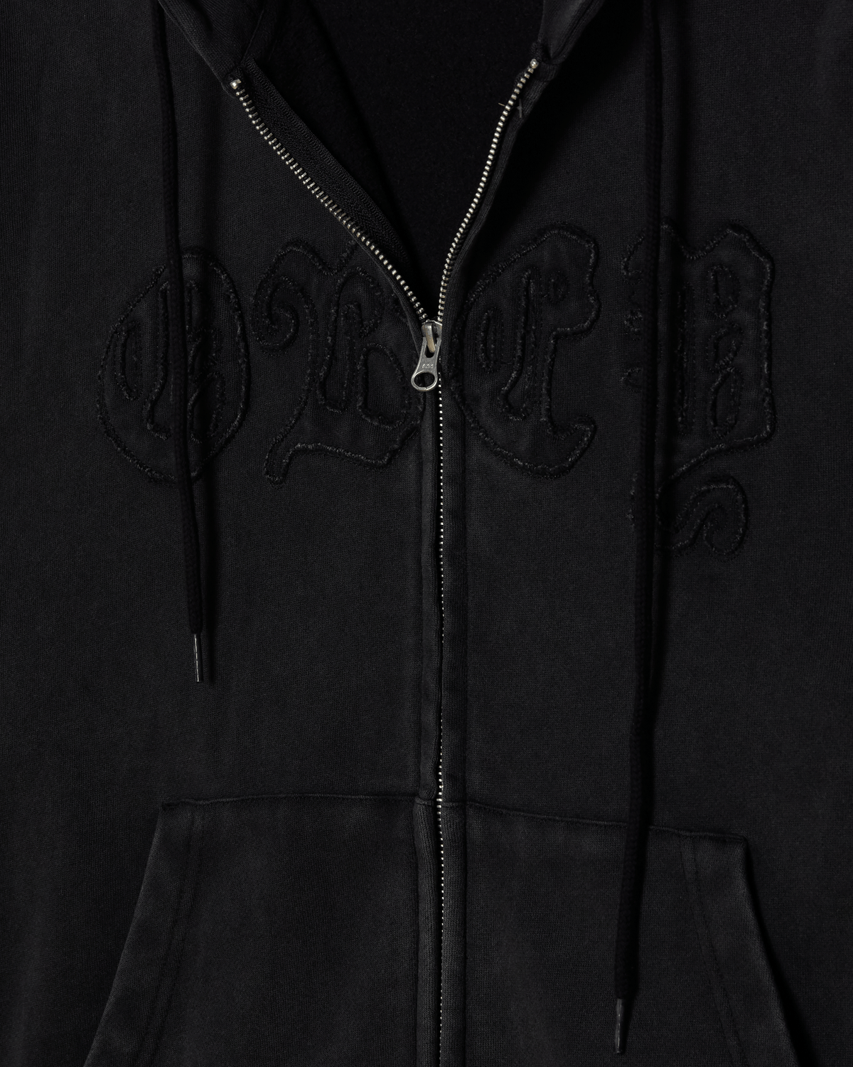 GOTHIC ZIP HOOD - DUSTY BLACK LIMO