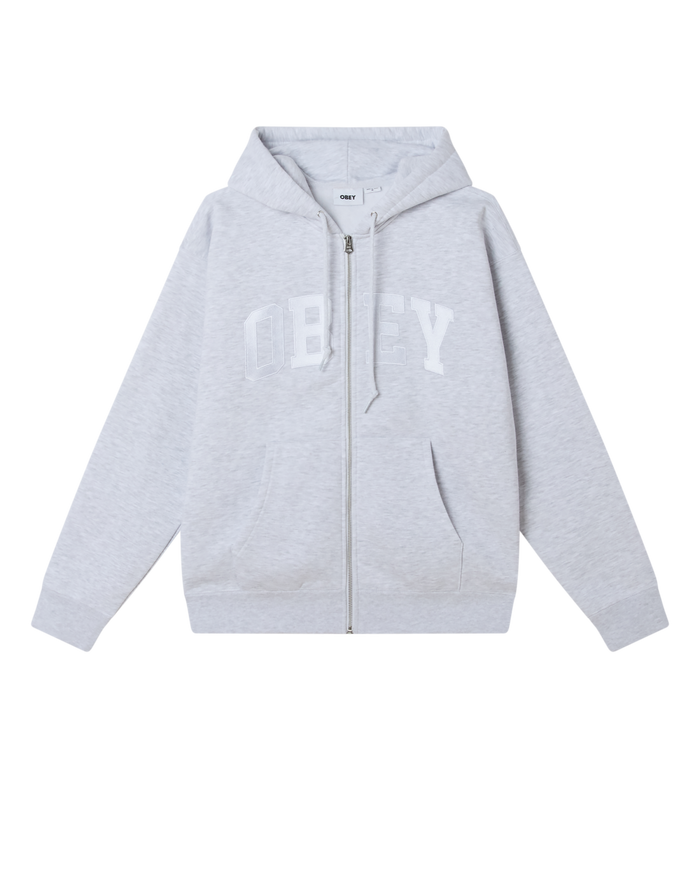 OBEY COLLEGIATE ZIP HOOD - ASH GREY