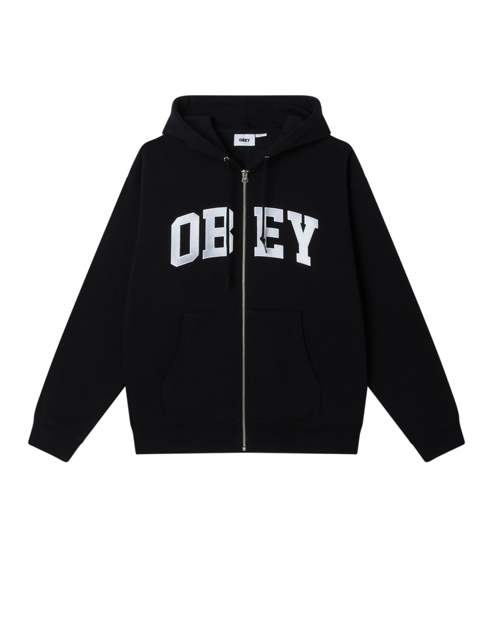 OBEY COLLEGIATE ZIP HOOD - BLACK