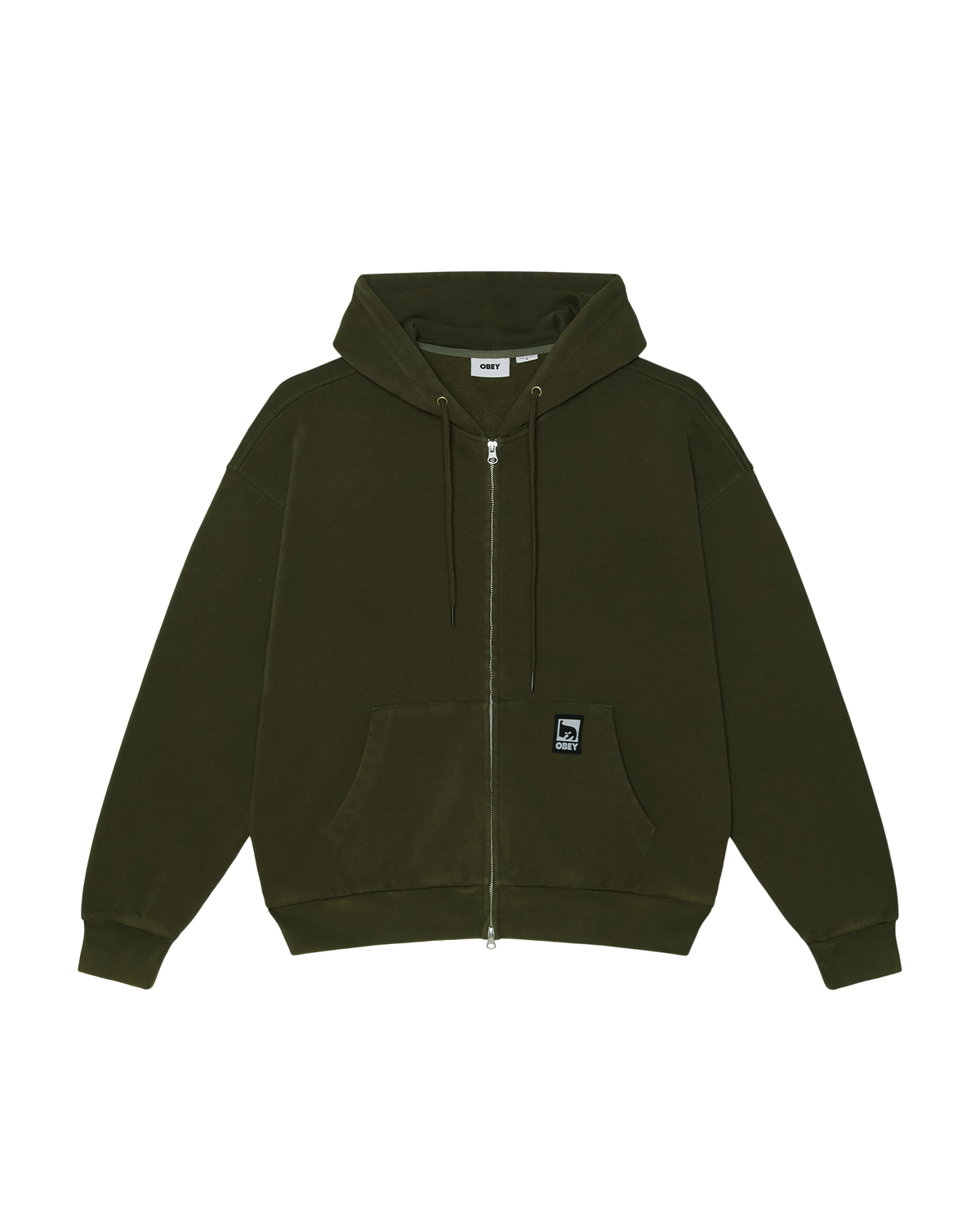 POST ZIP HOOD - DUSTY BLACK OLIVE