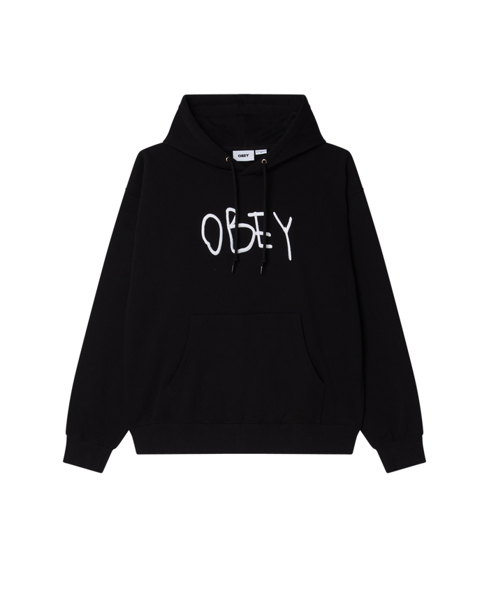 SCRIBBLE PULLOVER HOOD - BLACK