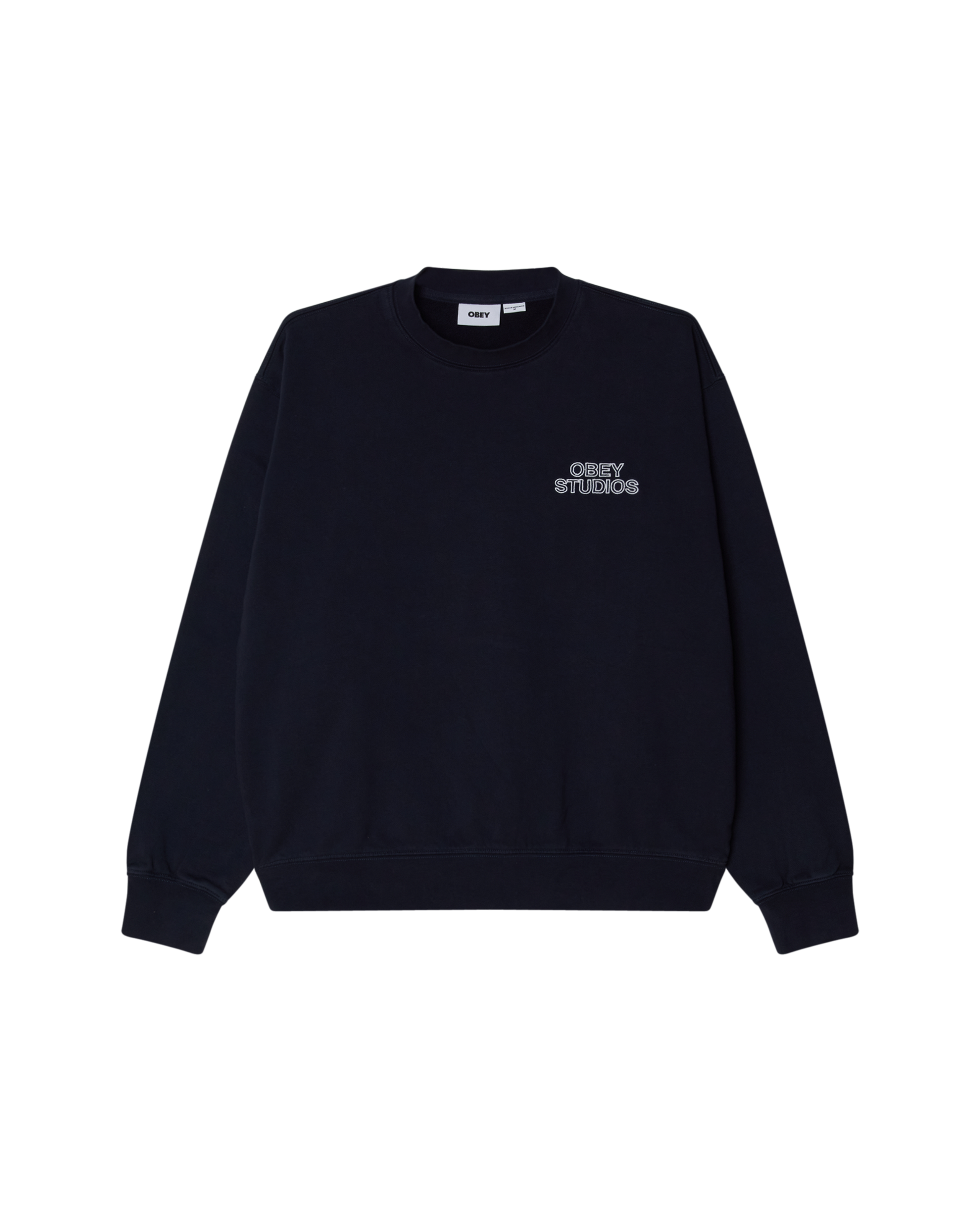 OBEY STUDIOS FADED CREWNECK - DARK NAVY FADED WASH
