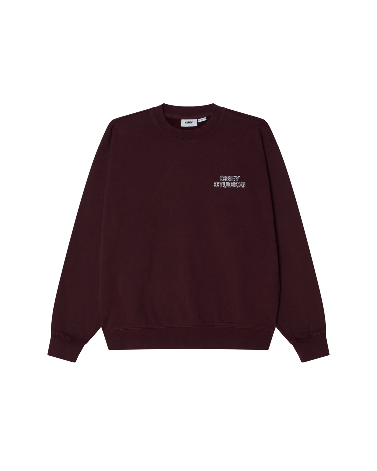 OBEY STUDIOS FADED CREWNECK - WINETASTING FADED WASH