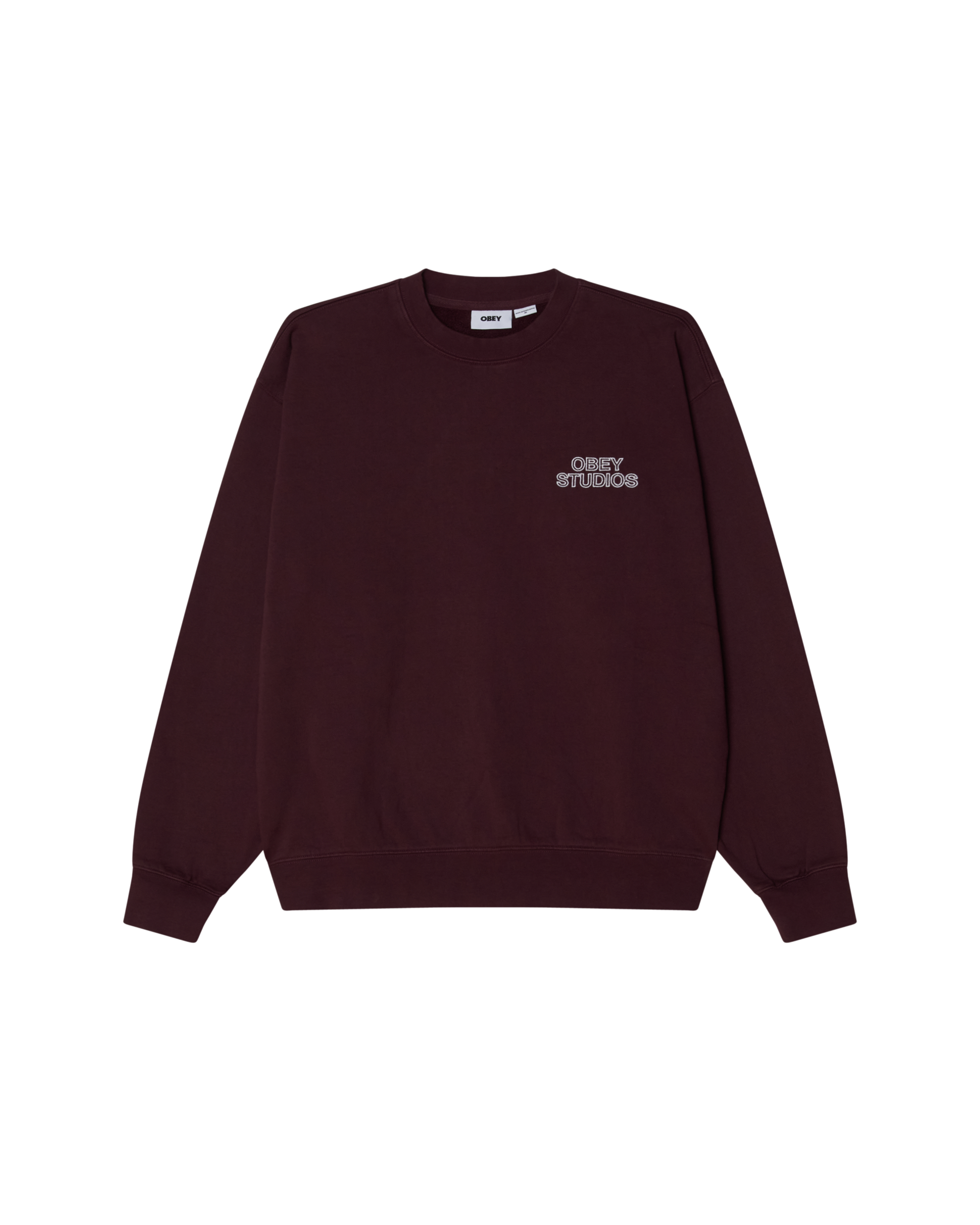 OBEY STUDIOS FADED CREWNECK - WINETASTING FADED WASH