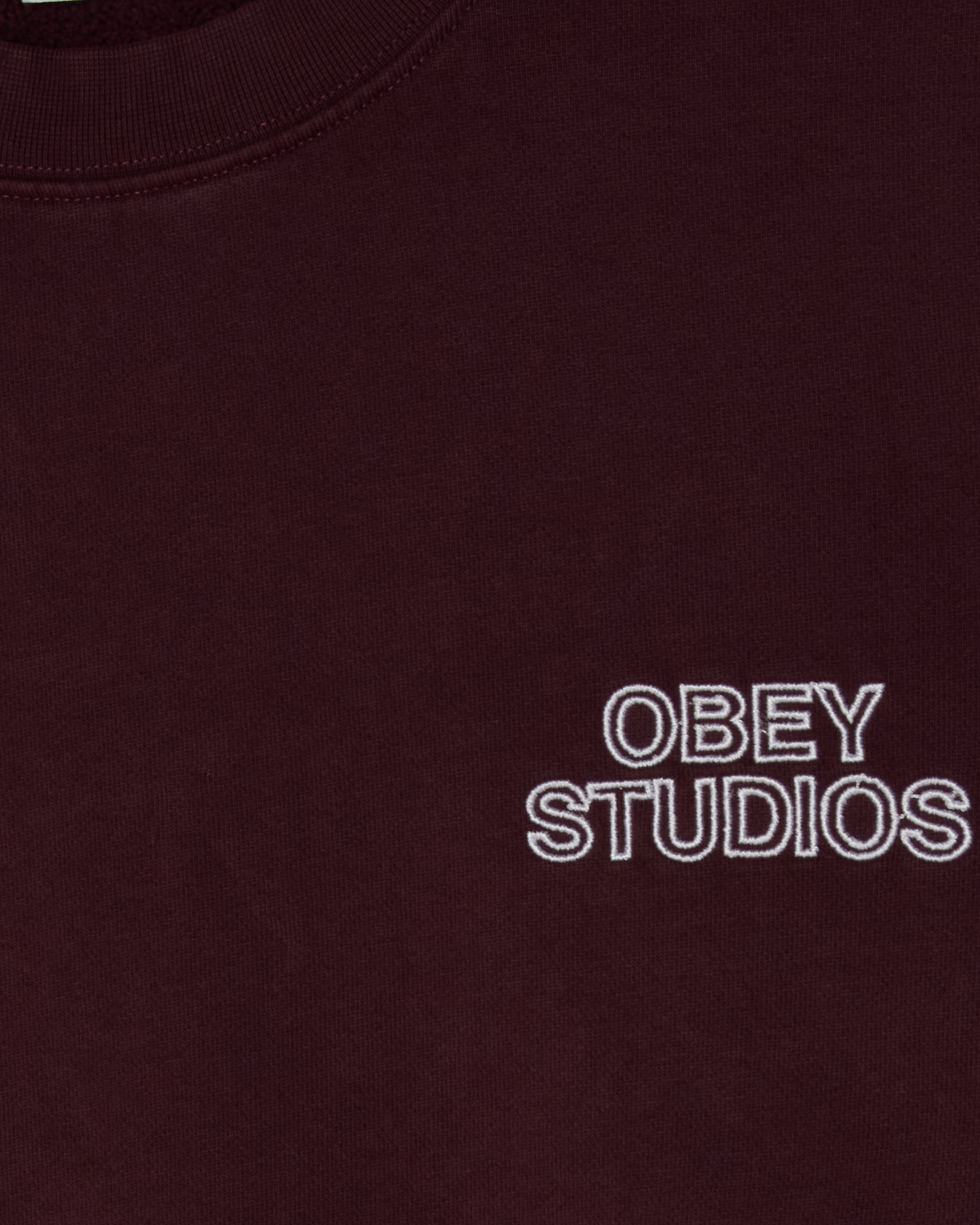 OBEY STUDIOS FADED CREWNECK - WINETASTING FADED WASH