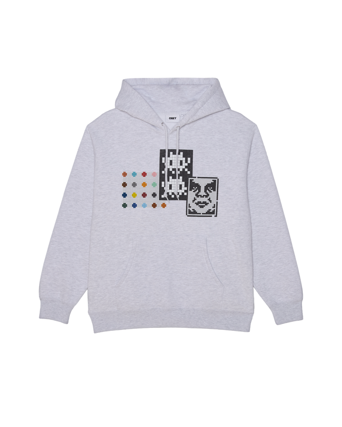TRIPLE TROUBLE OBEY INVADER HOODIE - HEATHER GREY MULTI