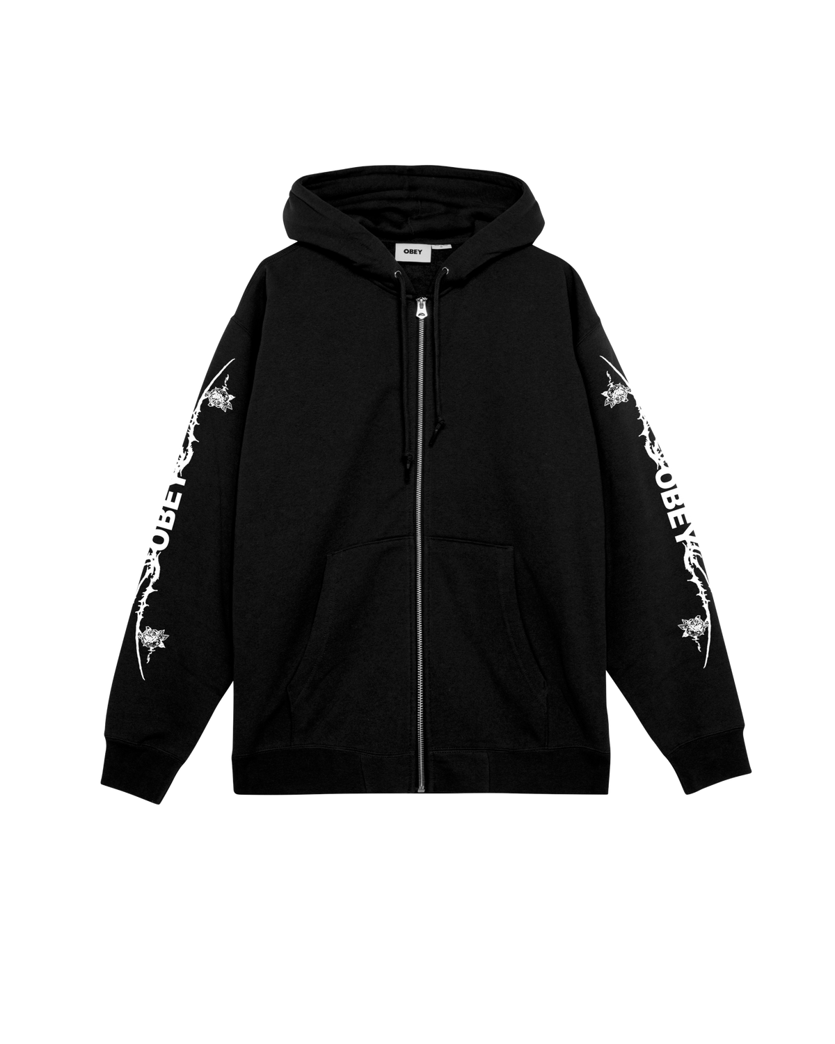 TRIBAL ROSE ZIP HOOD - BLACK