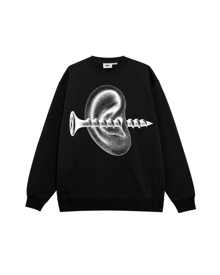 RECORDS EAR CREWNECK - BLACK