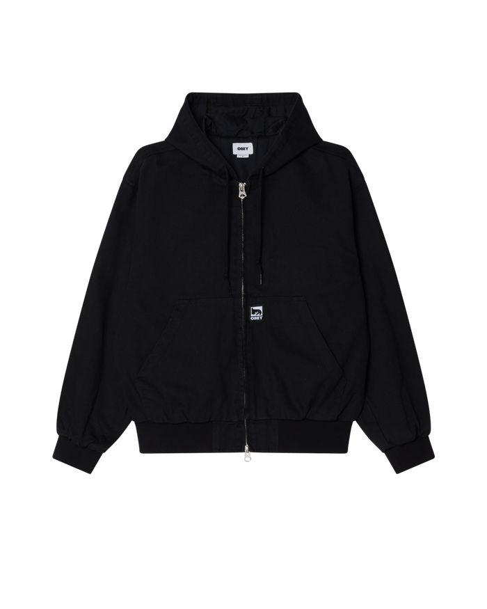 OBEY GLEN ZIP UP JACKET - BLACK FADED WASH